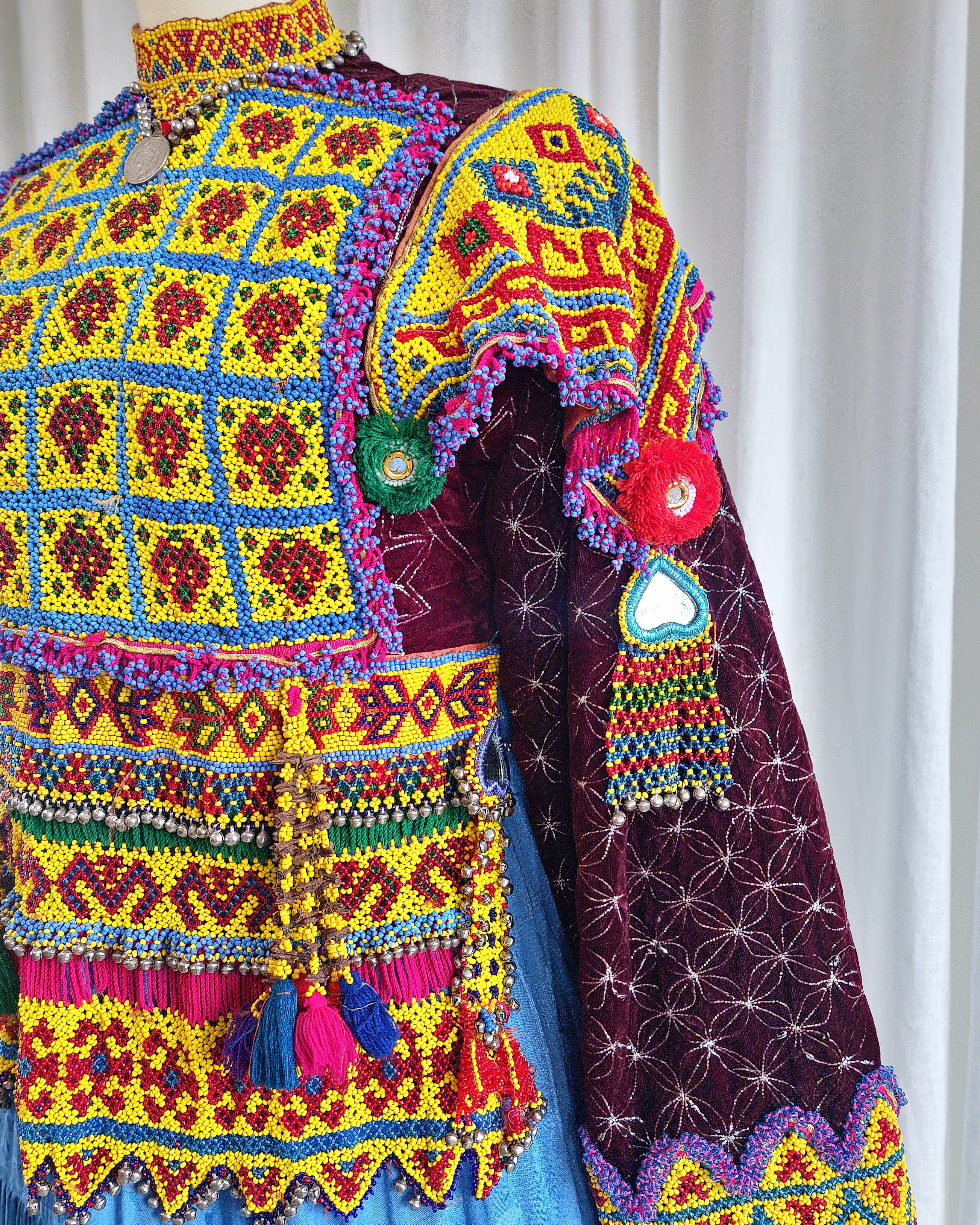 Afghan Heavily Beaded Mirrored Traditional Dress Bodice