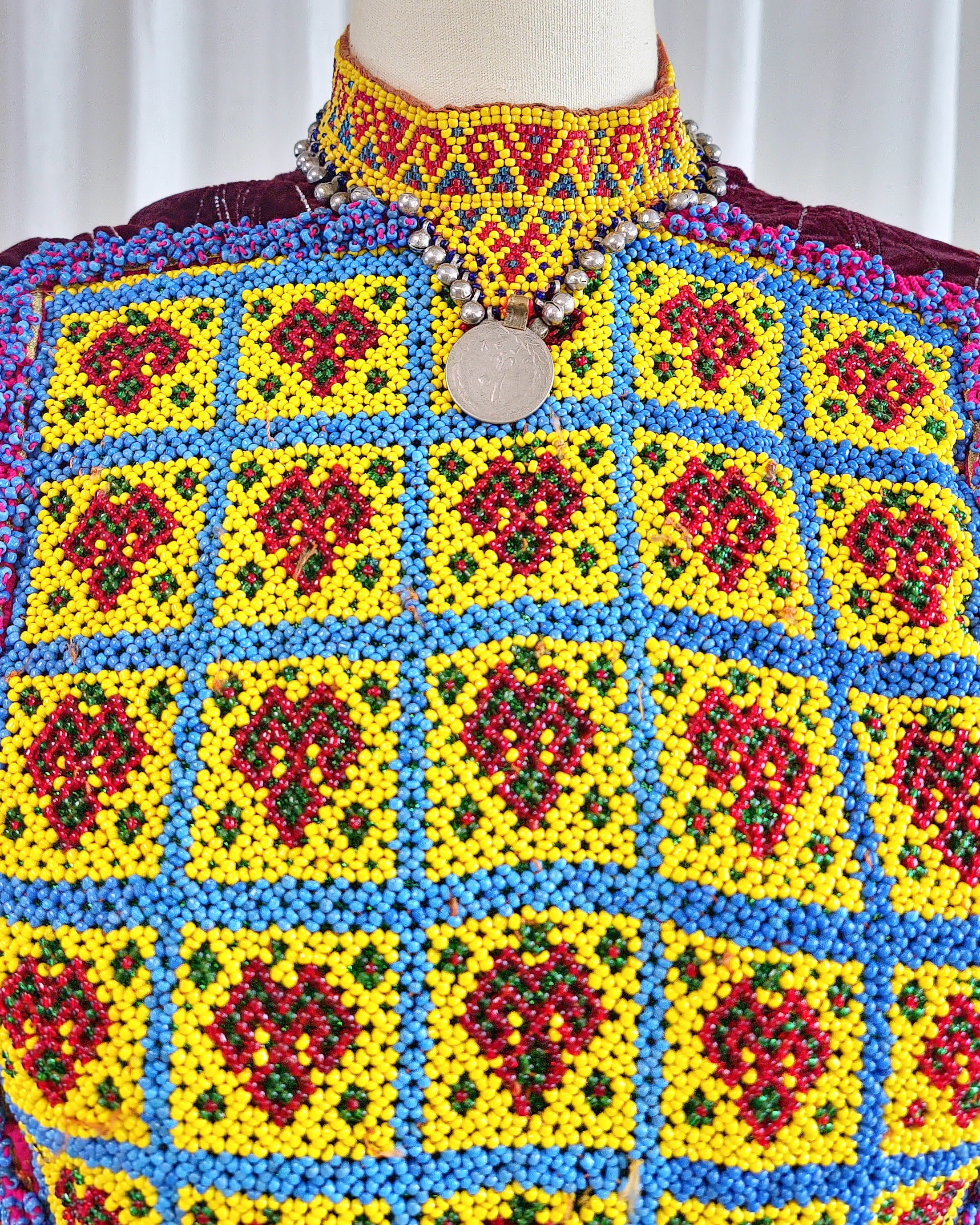 Afghan Heavily Beaded Mirrored Traditional Dress Bodice