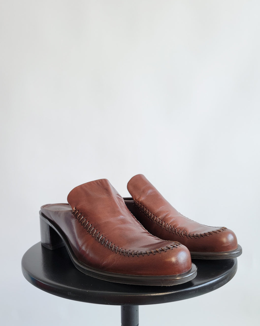 00s Franco Sarto Brown Leather Mules Sz 8