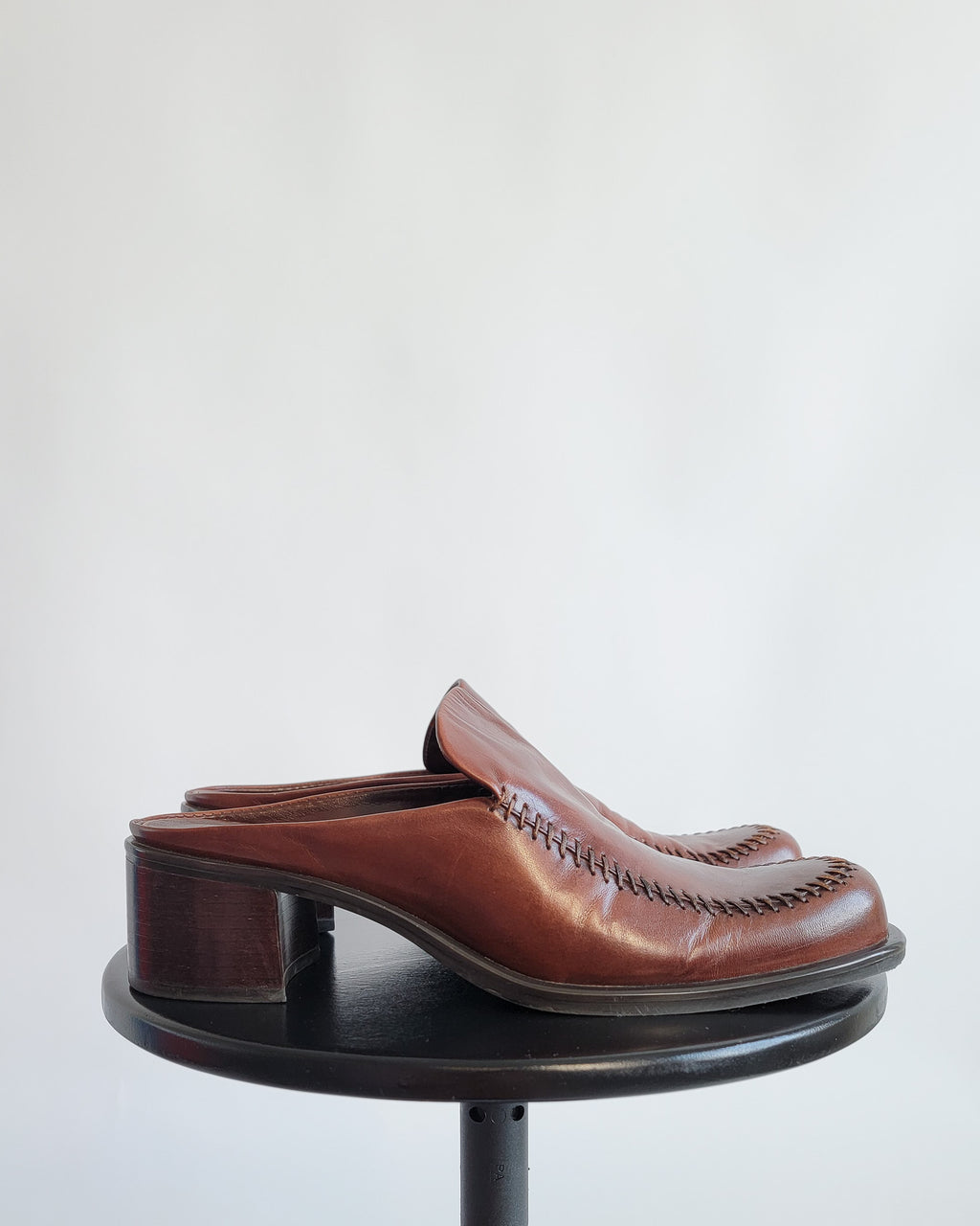 00s Franco Sarto Brown Leather Mules Sz 8