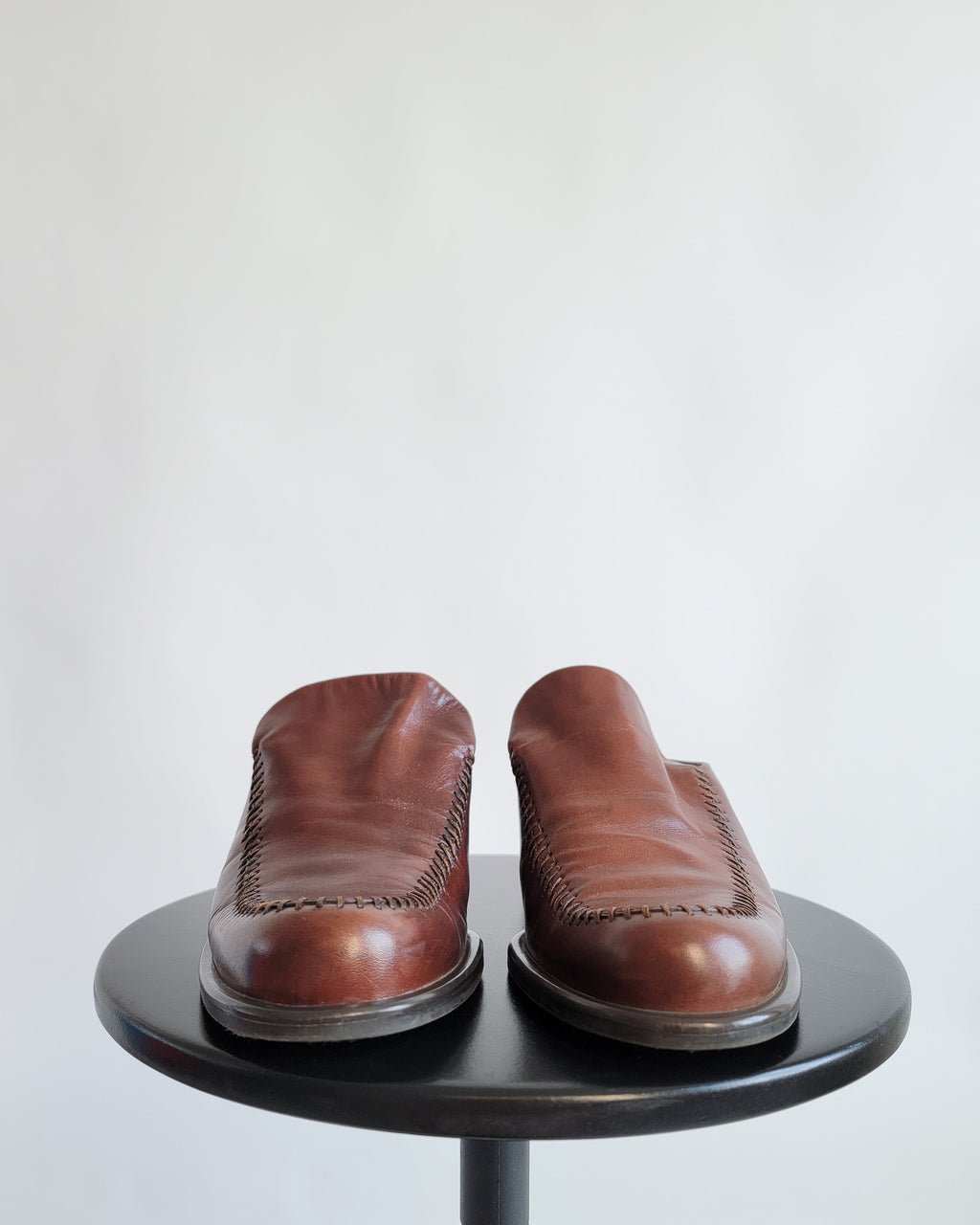 00s Franco Sarto Brown Leather Mules Sz 8