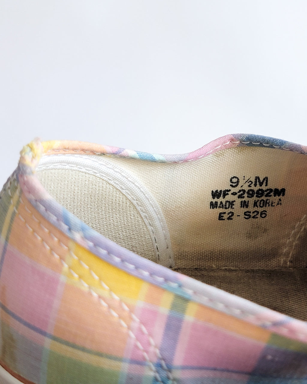 1983 Keds Pastel Plaid Shoe Sz 9.5