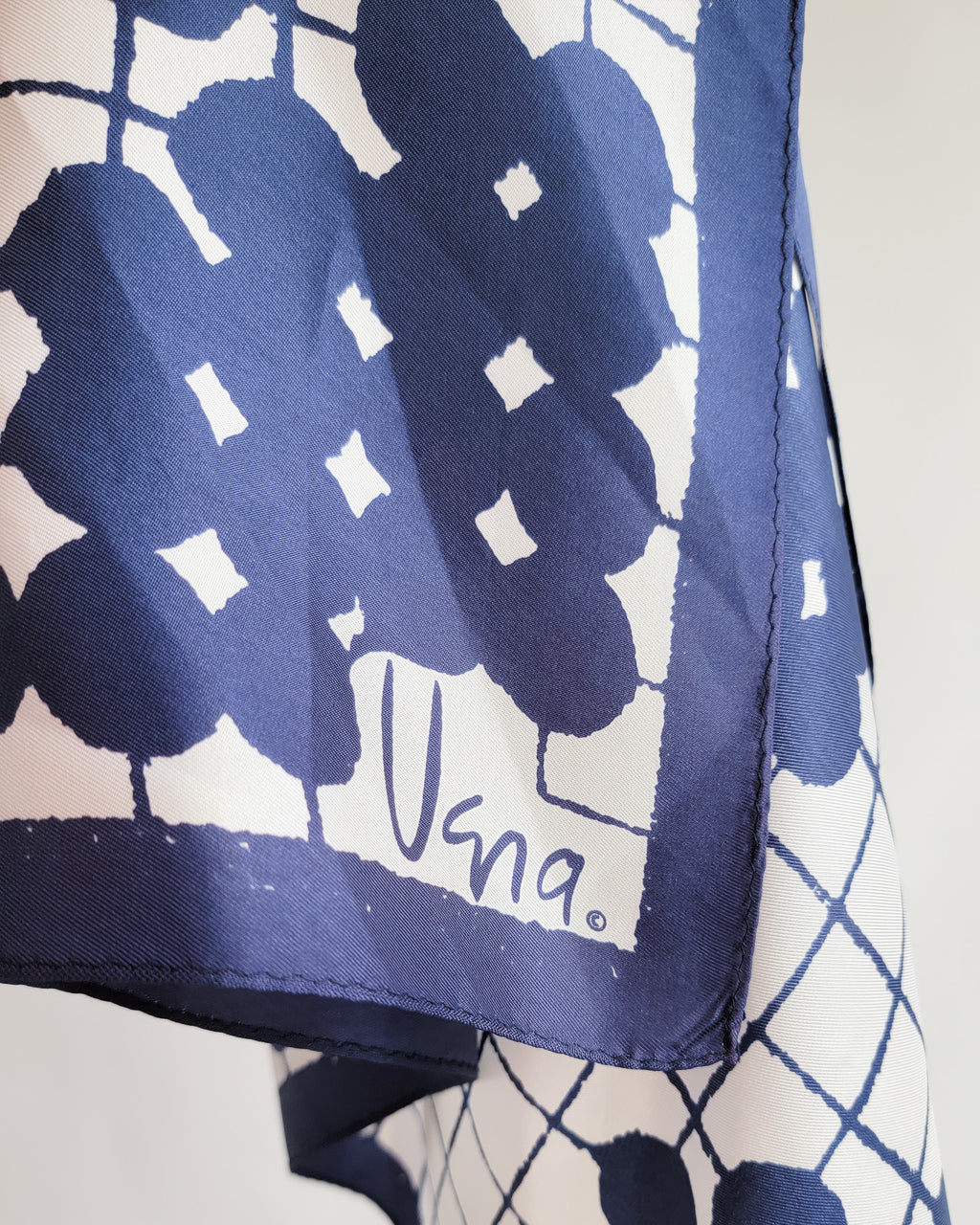 80s Vera Navy White Go Game Scarf