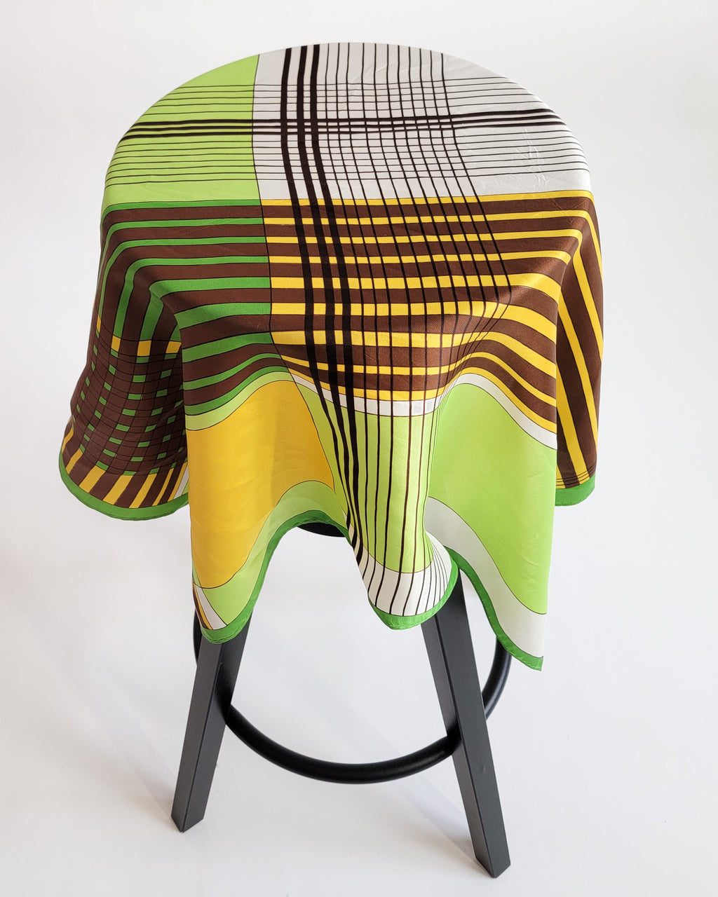 90s Bright Green Plaid Scarf