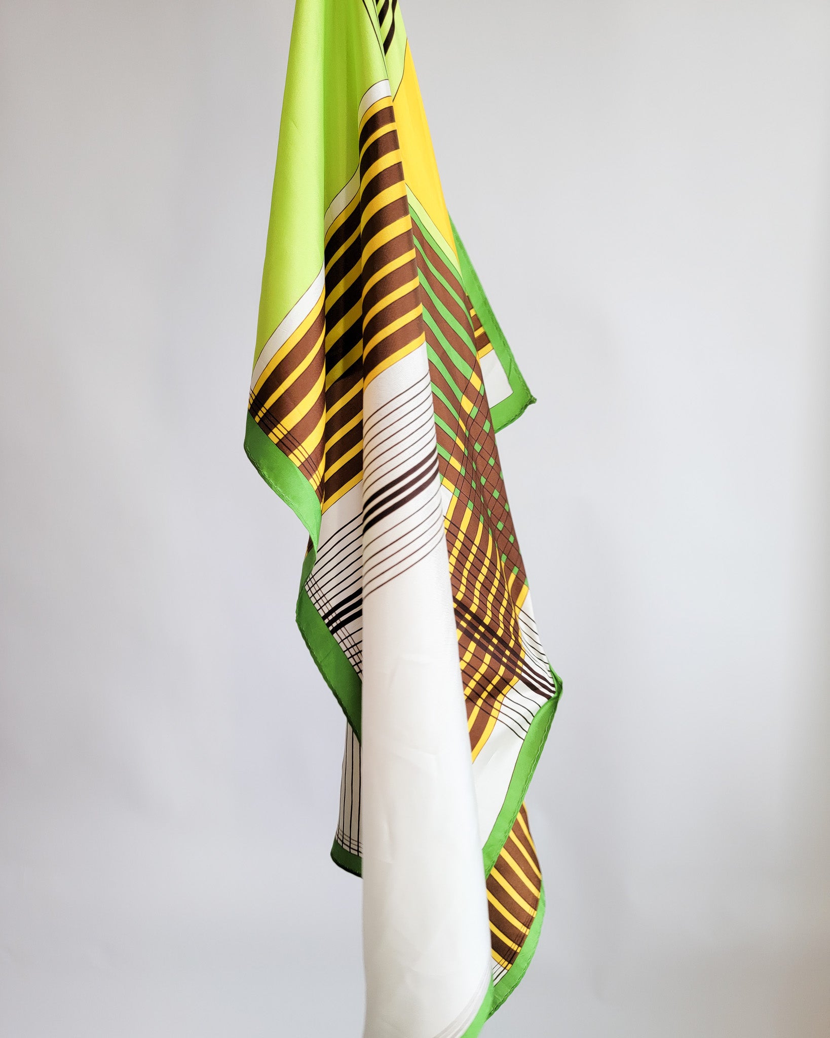 90s Bright Green Plaid Scarf