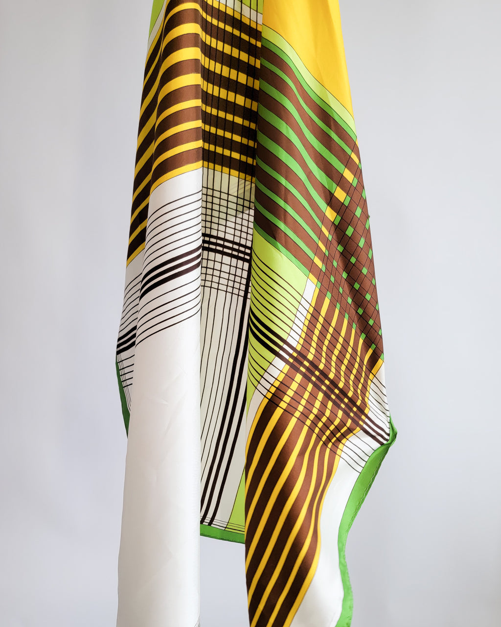 90s Bright Green Plaid Scarf