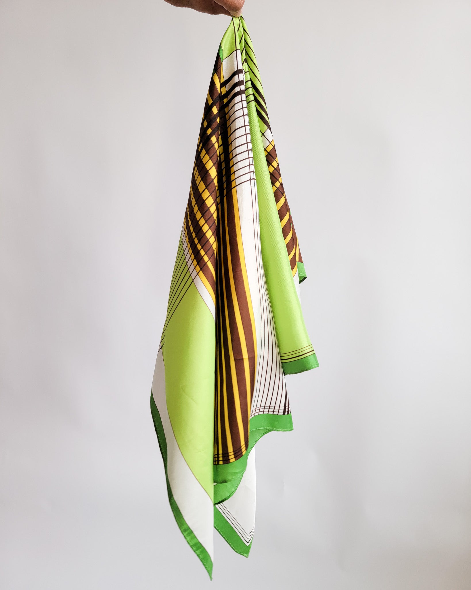 90s Bright Green Plaid Scarf