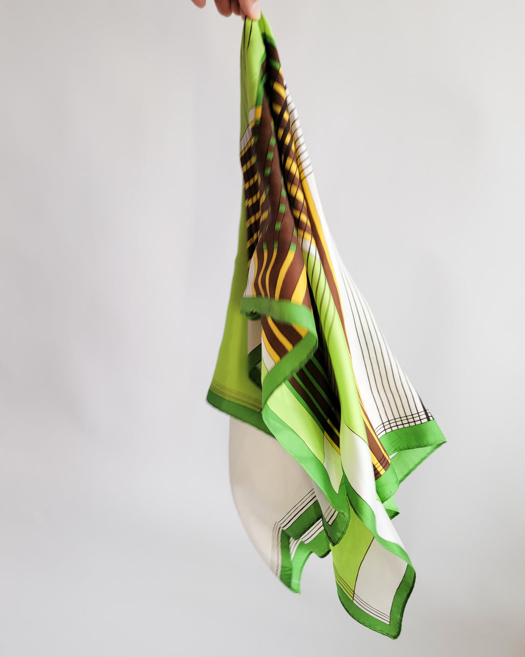 90s Bright Green Plaid Scarf