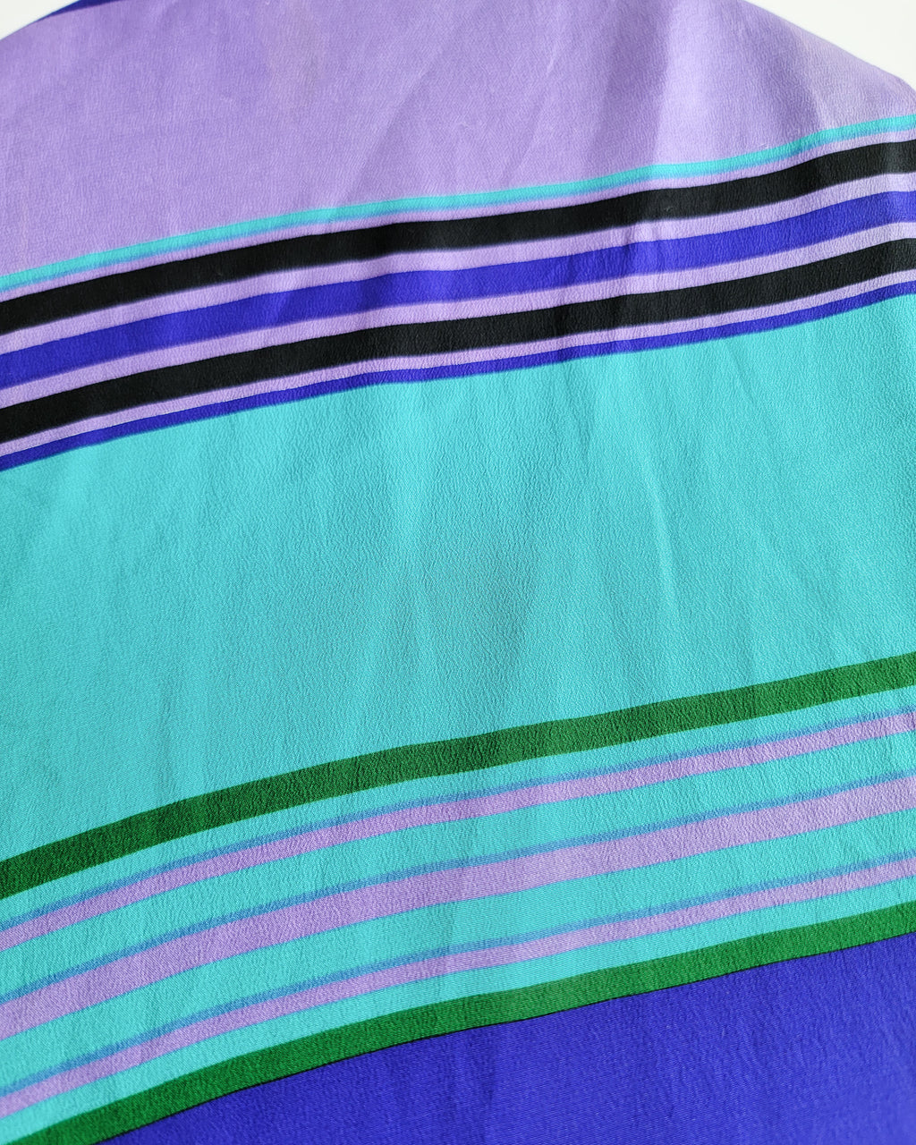 90s Bill Blass Silk Aqua Green Purple Stripes Scarf