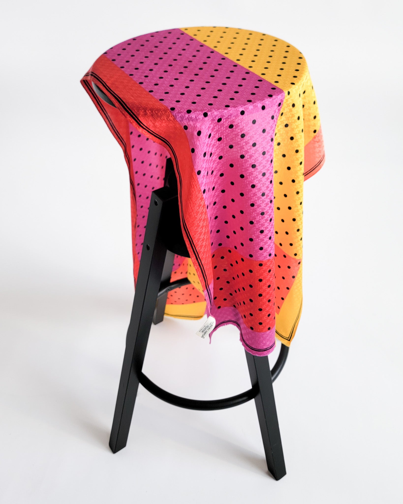 80s Albert Nipon Silk Yellow Pink Orange Polka Dots Scarf