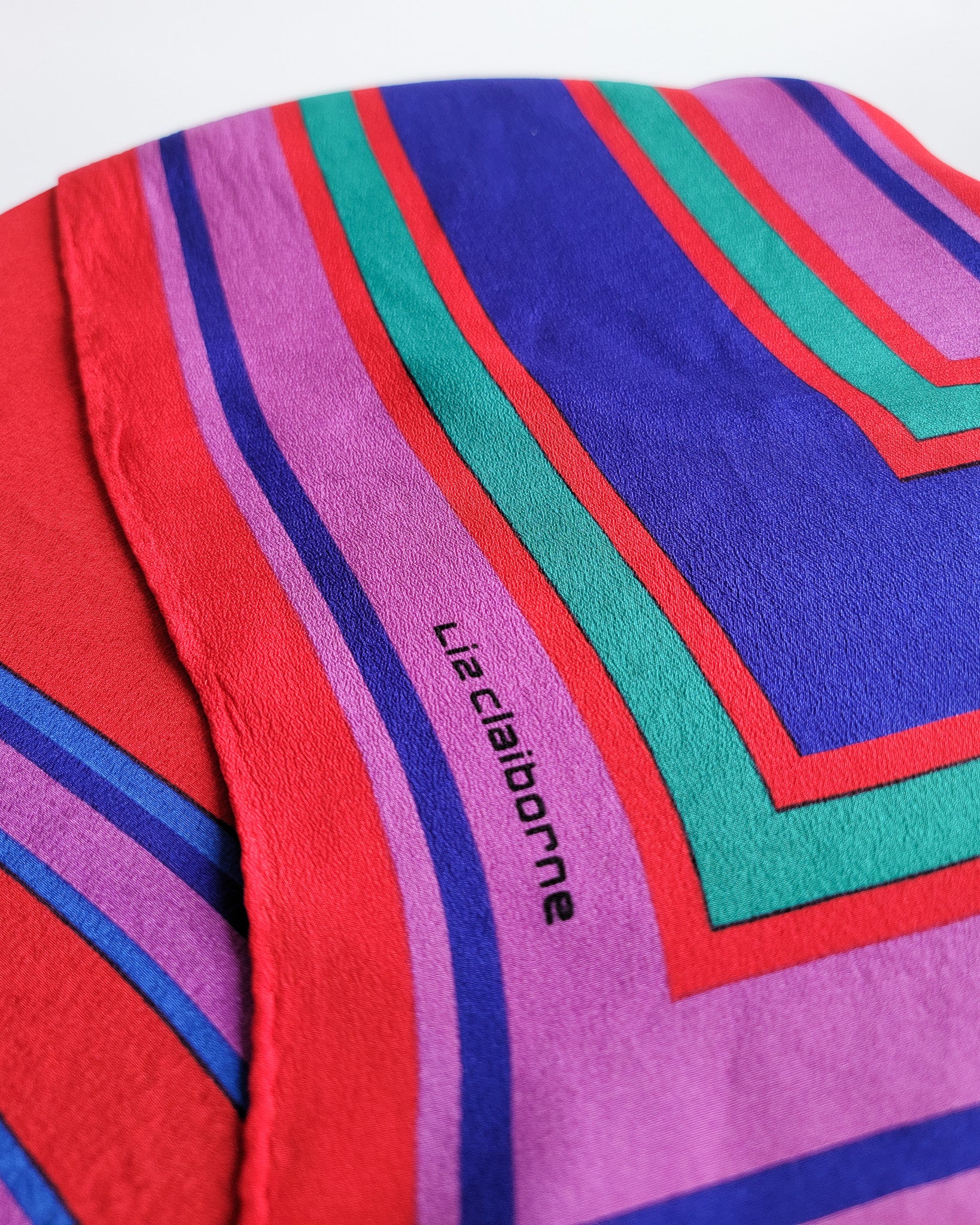 80s Liz Claiborne Red Colorful Silk Scarf