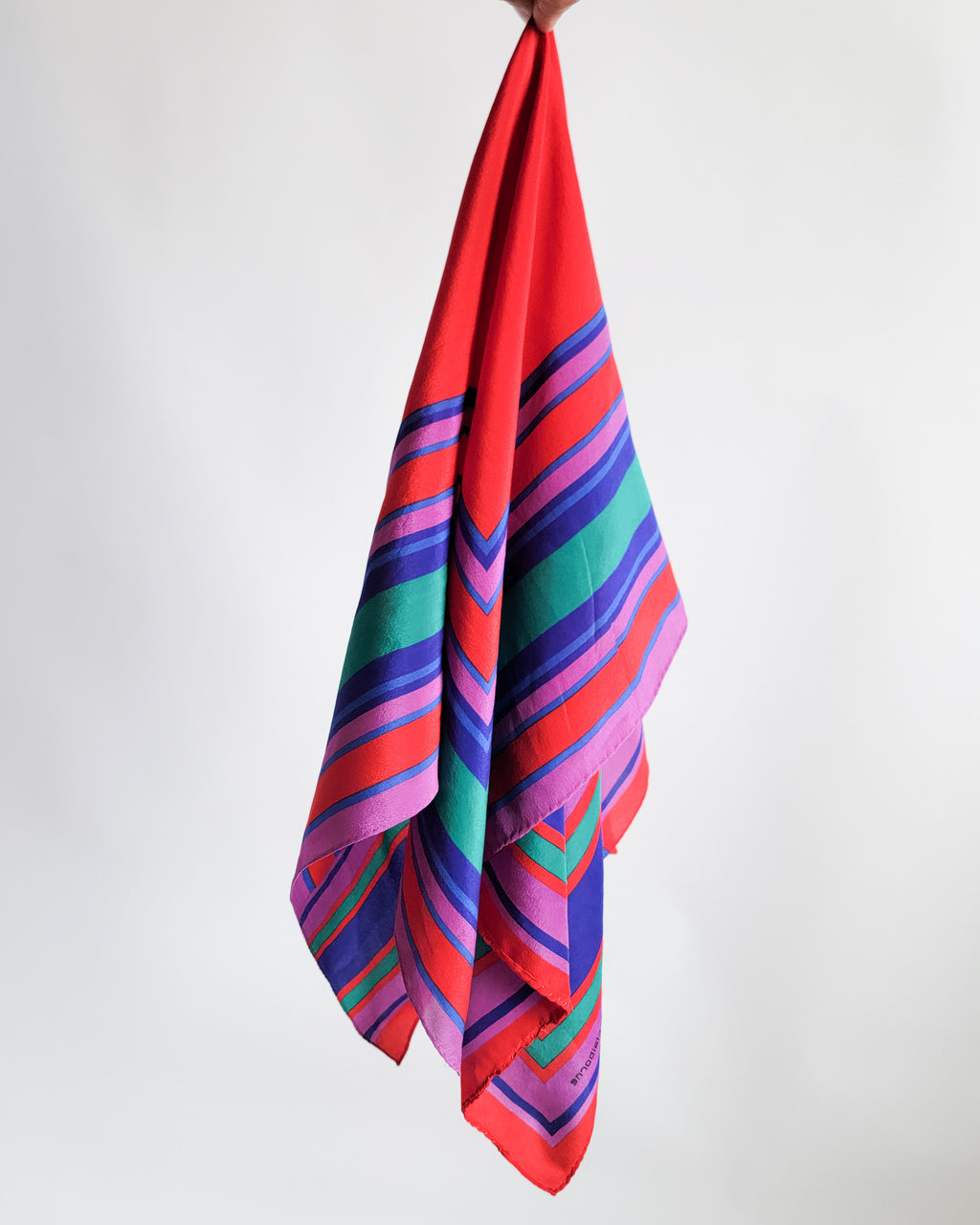 80s Liz Claiborne Red Colorful Silk Scarf