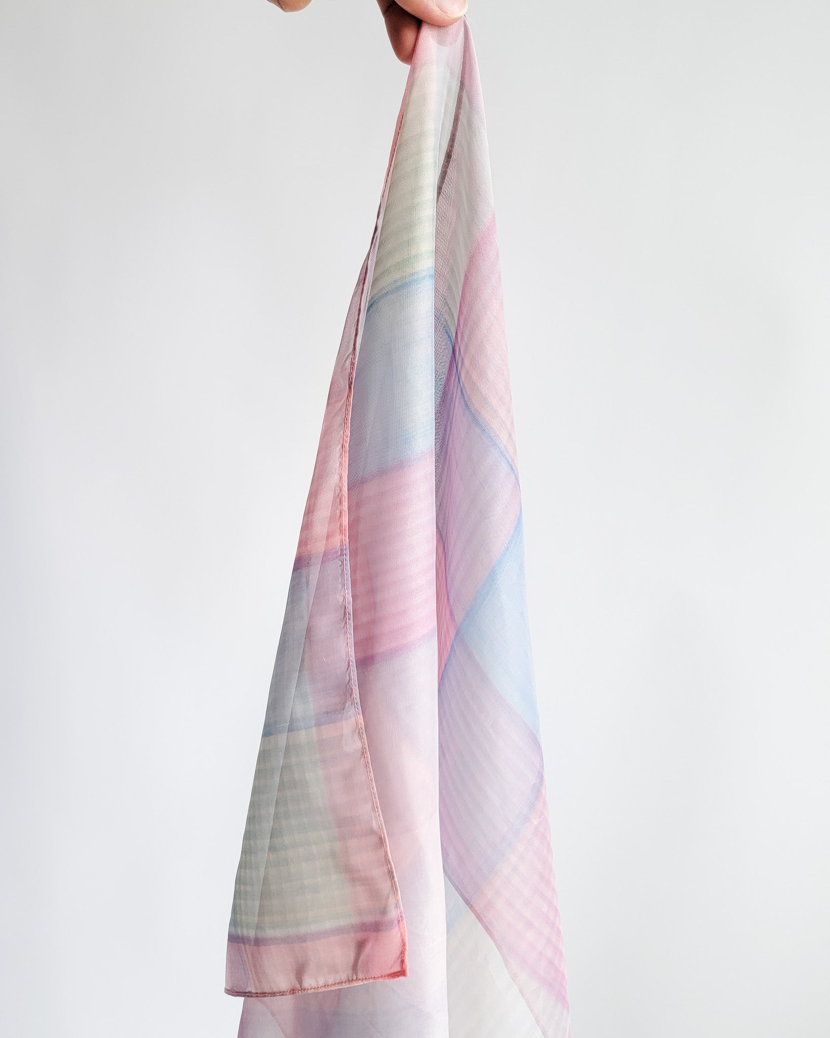 90s Sheer Pastel Plaid Scarf