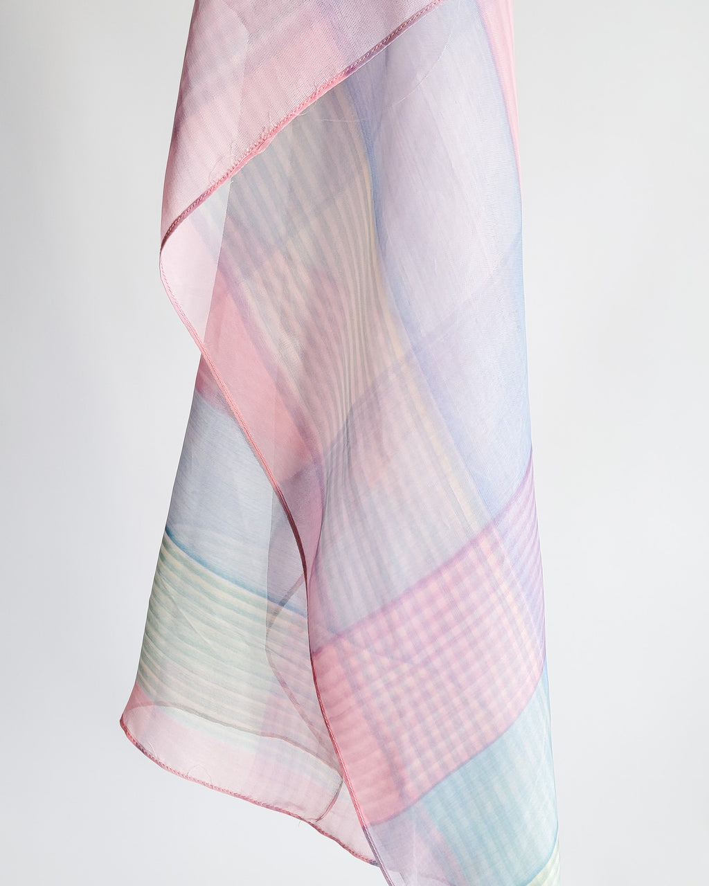 90s Sheer Pastel Plaid Scarf