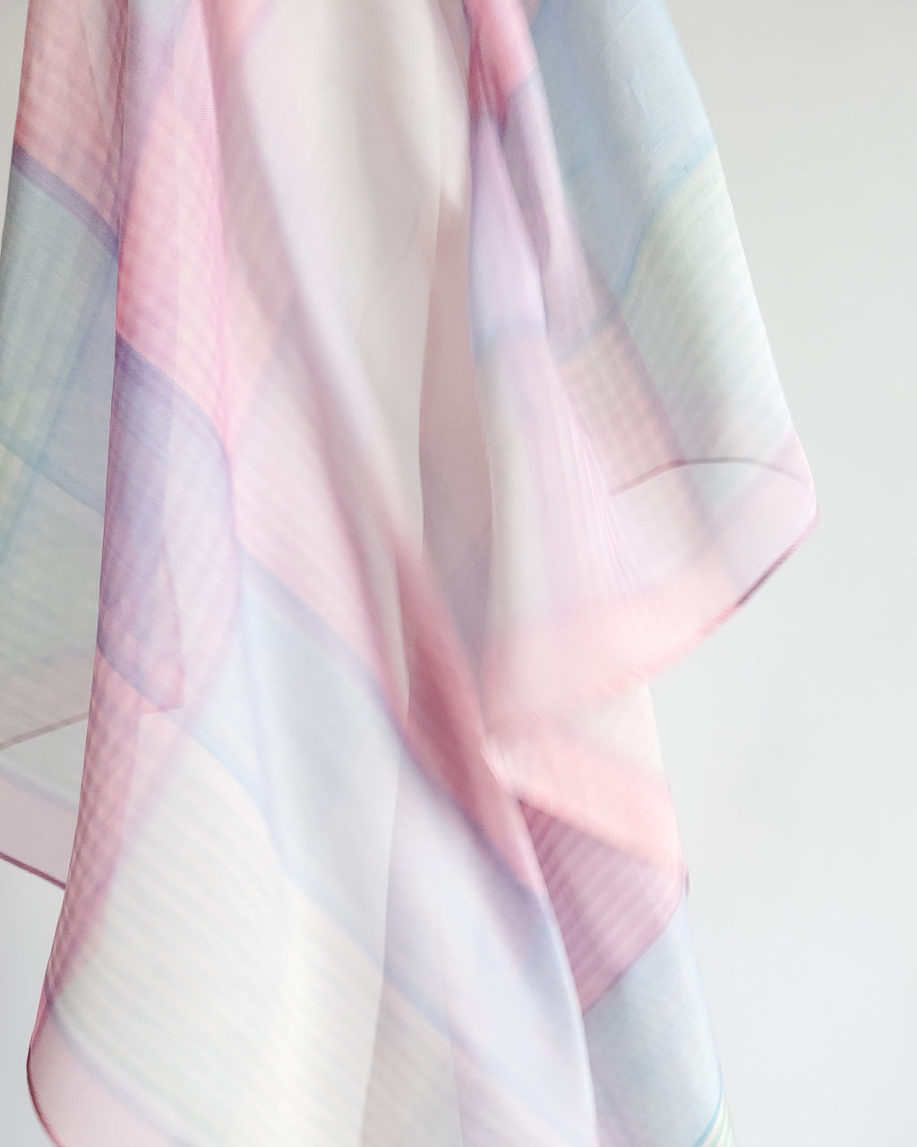 90s Sheer Pastel Plaid Scarf