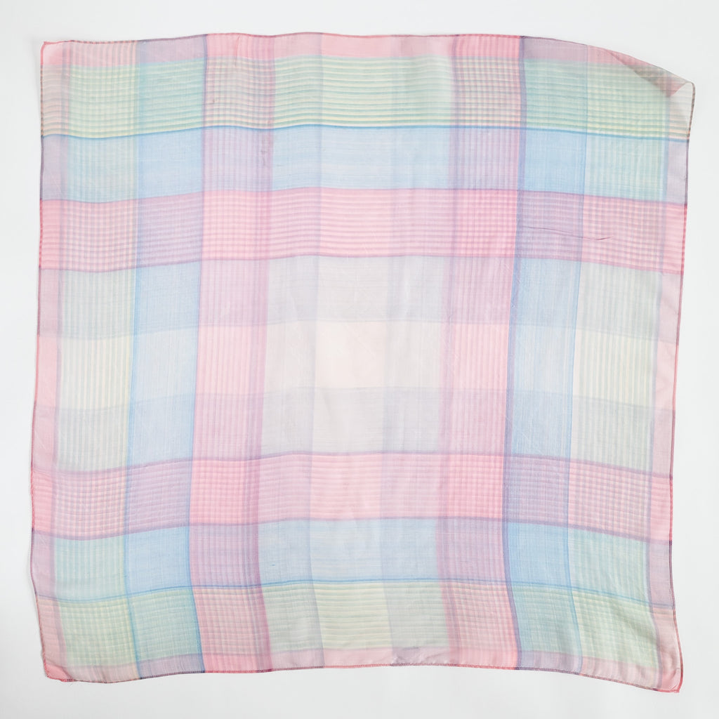 90s Sheer Pastel Plaid Scarf