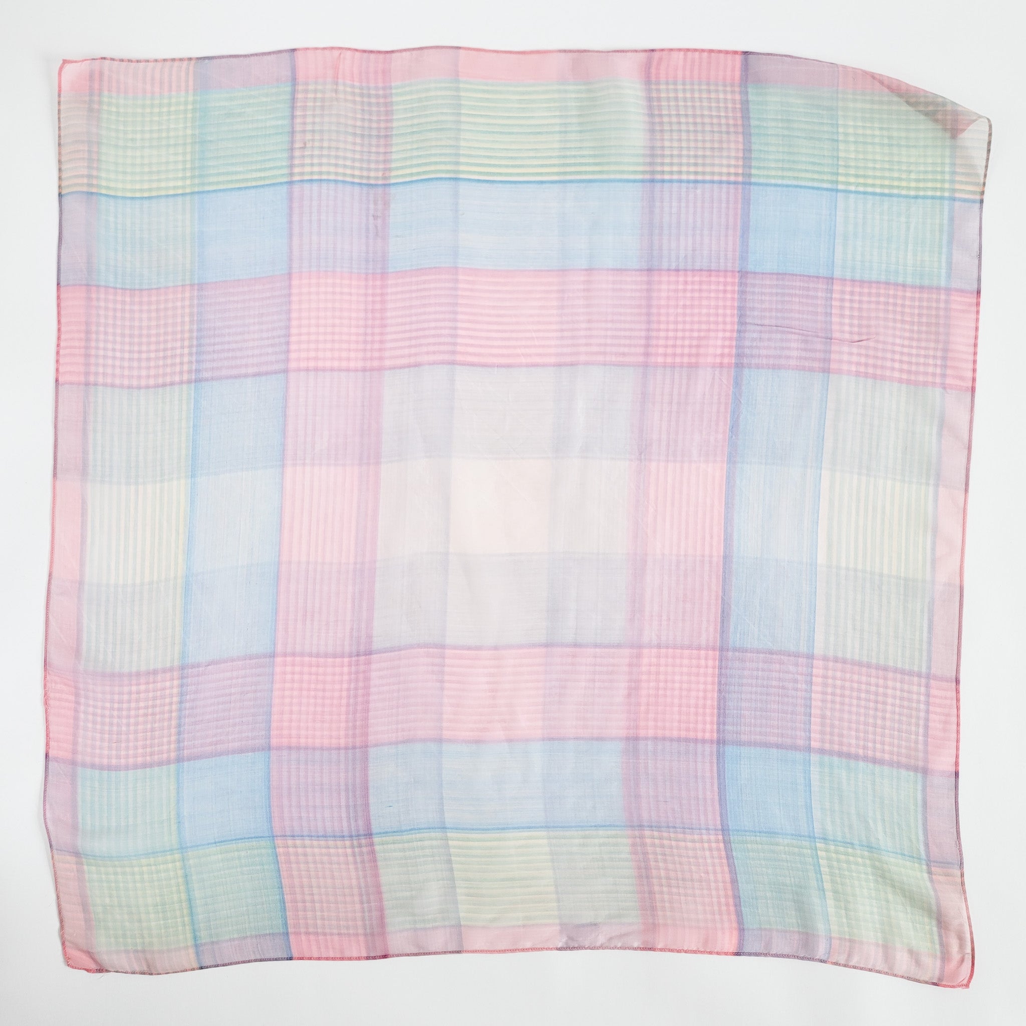 90s Sheer Pastel Plaid Scarf