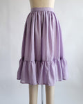 80s Lavender Muslin Midi Skirt w Ruffle Hem
