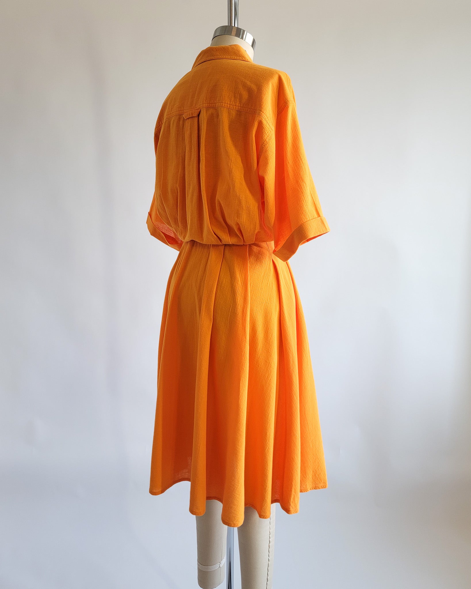 80s Jaegar Orange Cotton Button Up Day Dress