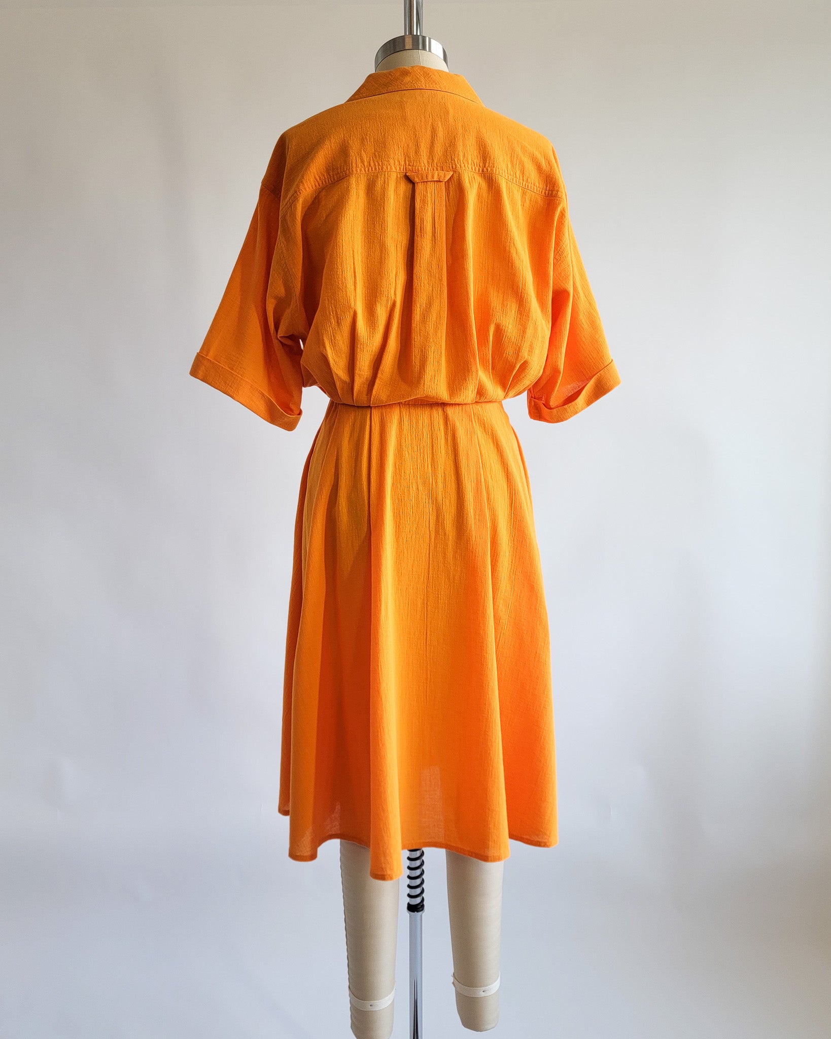 80s Jaegar Orange Cotton Button Up Day Dress