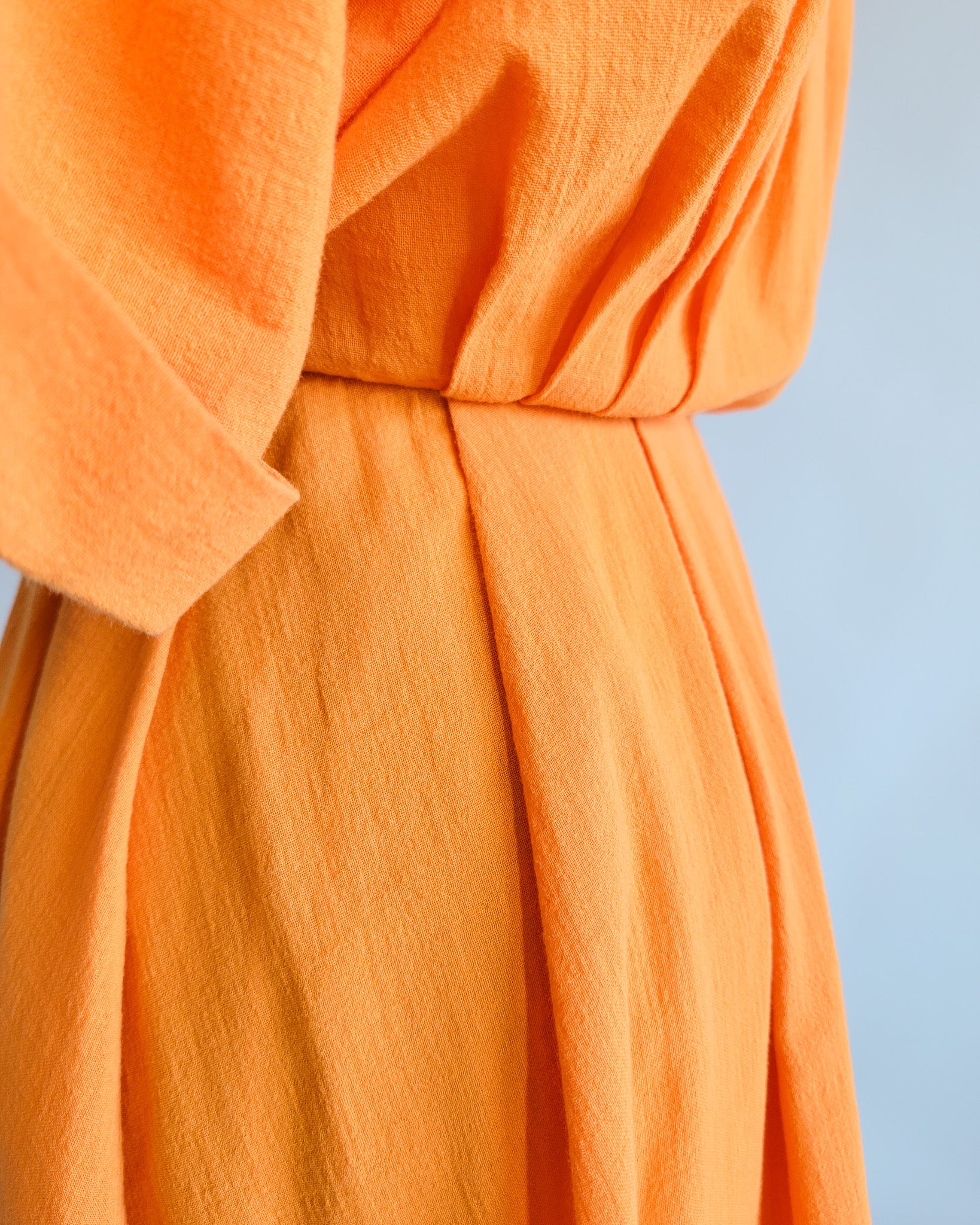 80s Jaegar Orange Cotton Button Up Day Dress