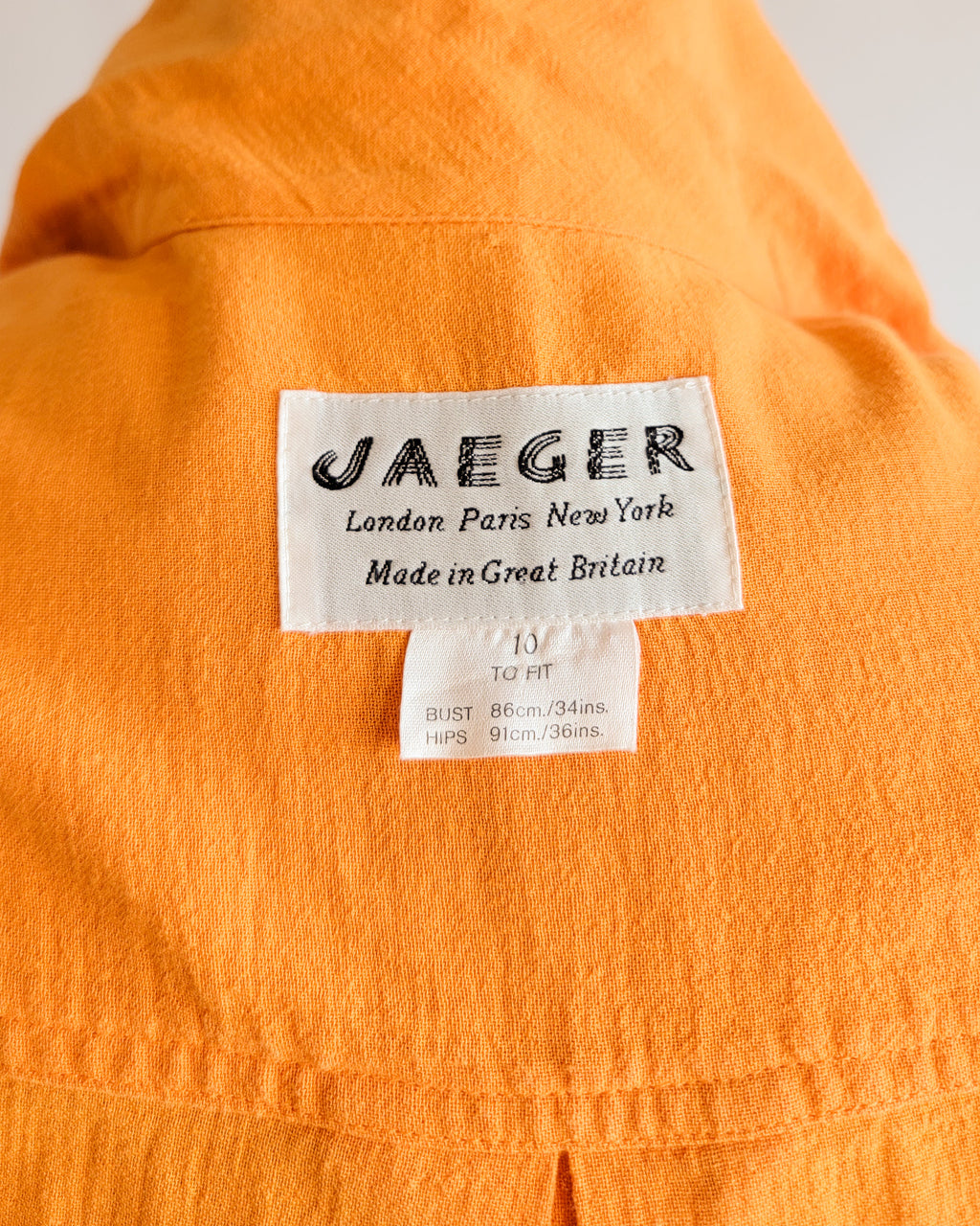 80s Jaegar Orange Cotton Button Up Day Dress
