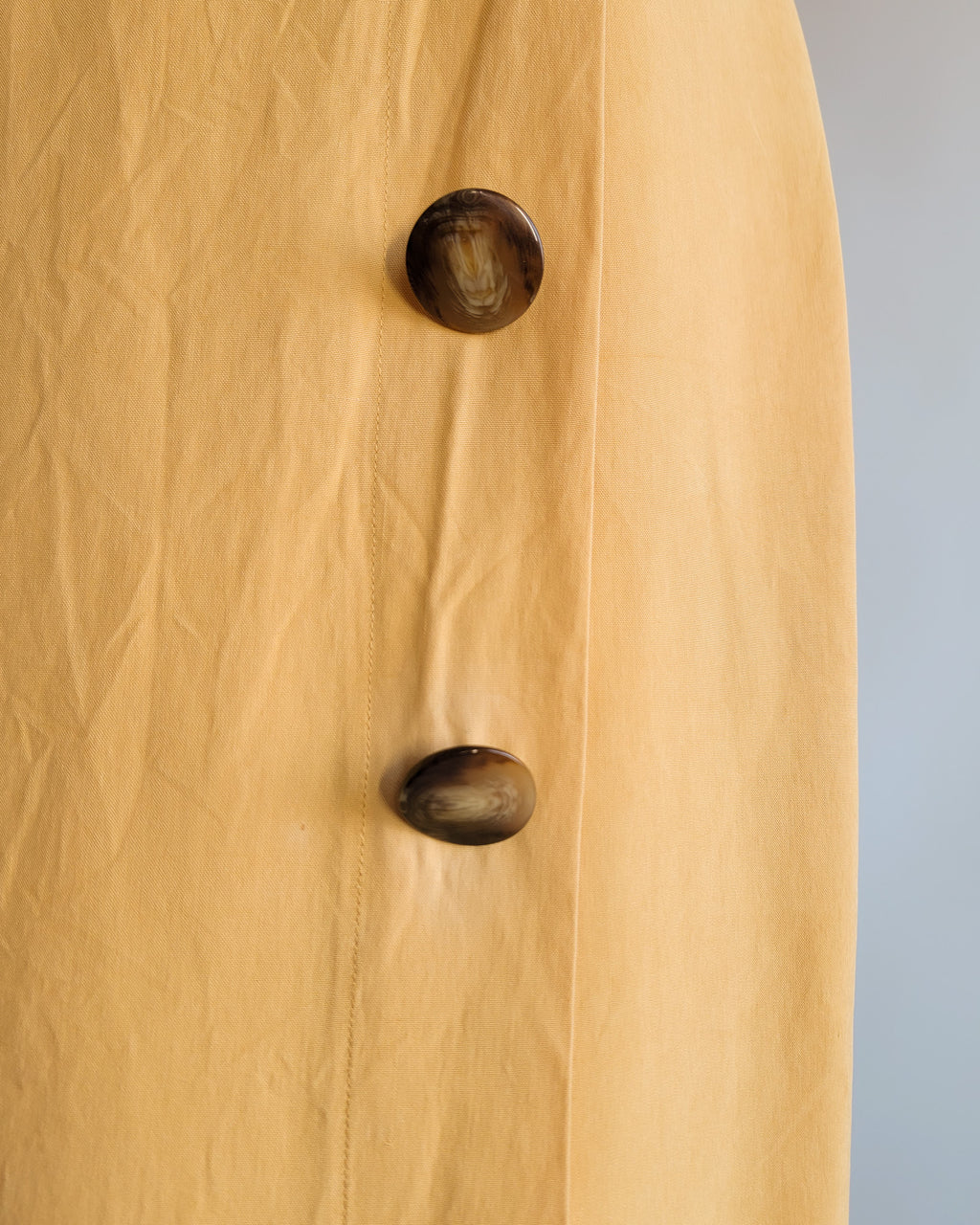 90s Linda Allard Ellen Tracy Silk Yellow High Waisted Pencil Skirt