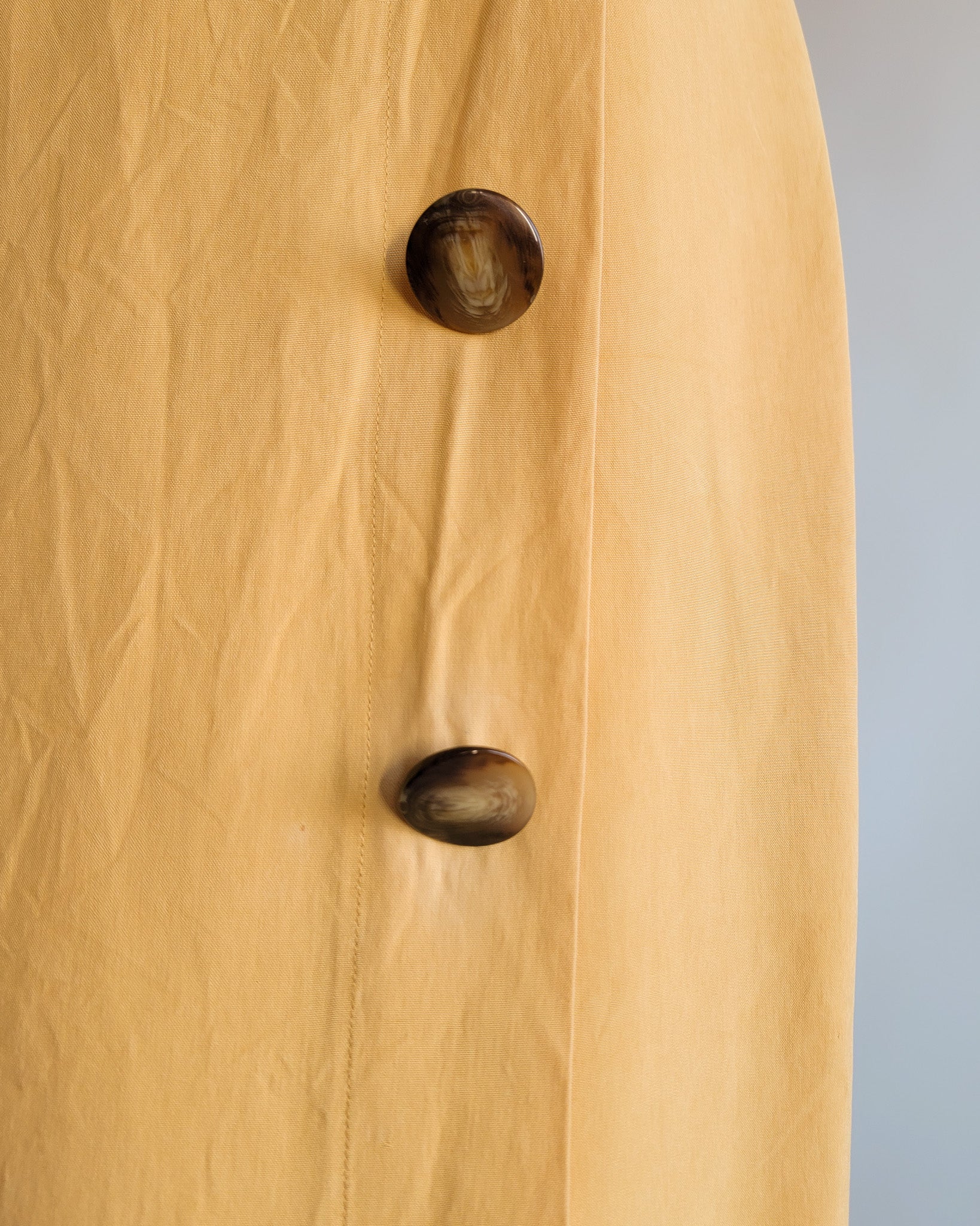 90s Linda Allard Ellen Tracy Silk Yellow High Waisted Pencil Skirt