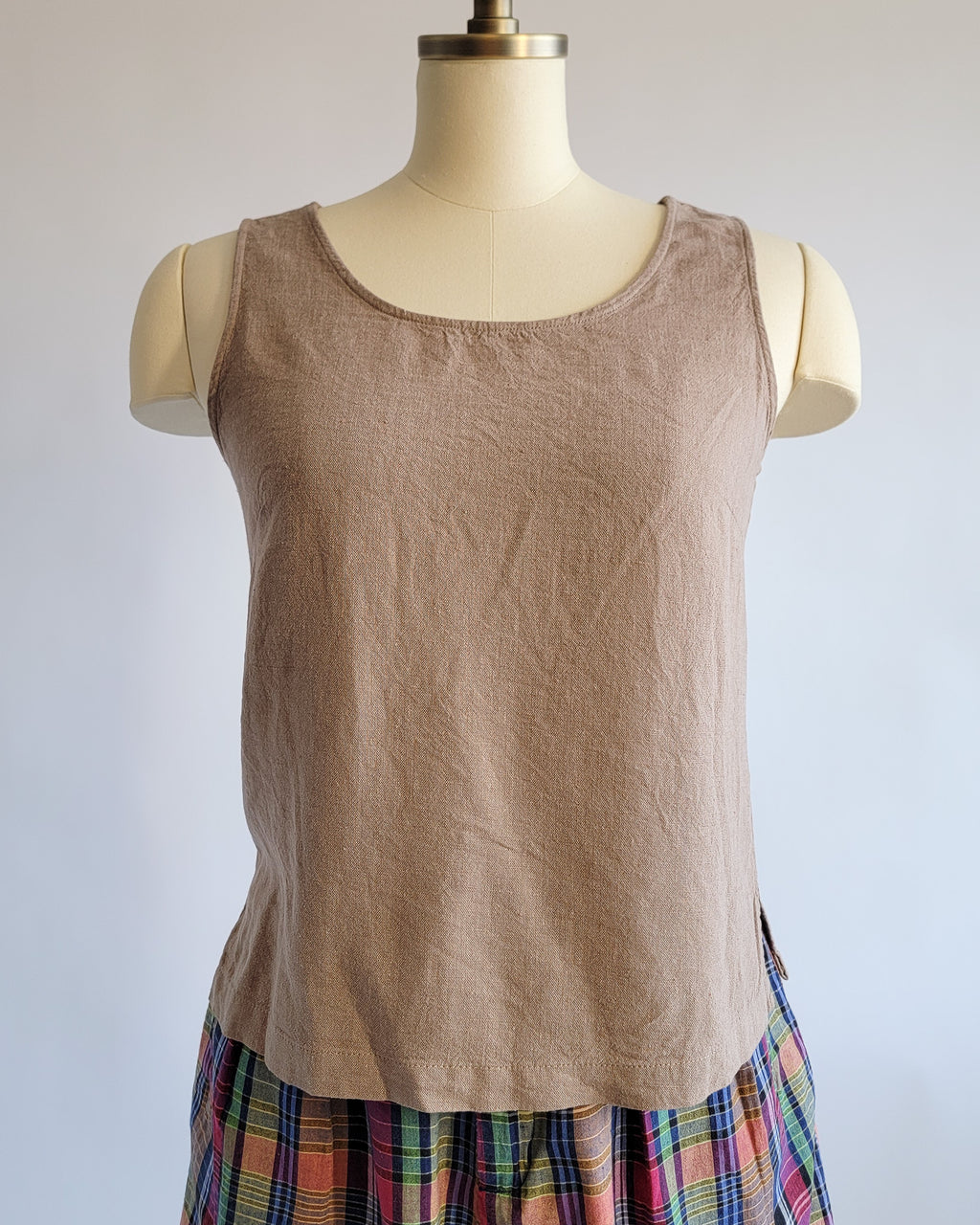 00s Tan Linen Rayon Blend Tank