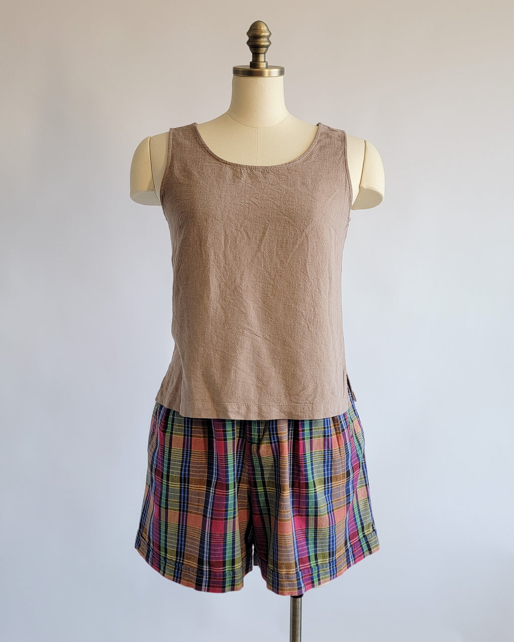 00s Tan Linen Rayon Blend Tank