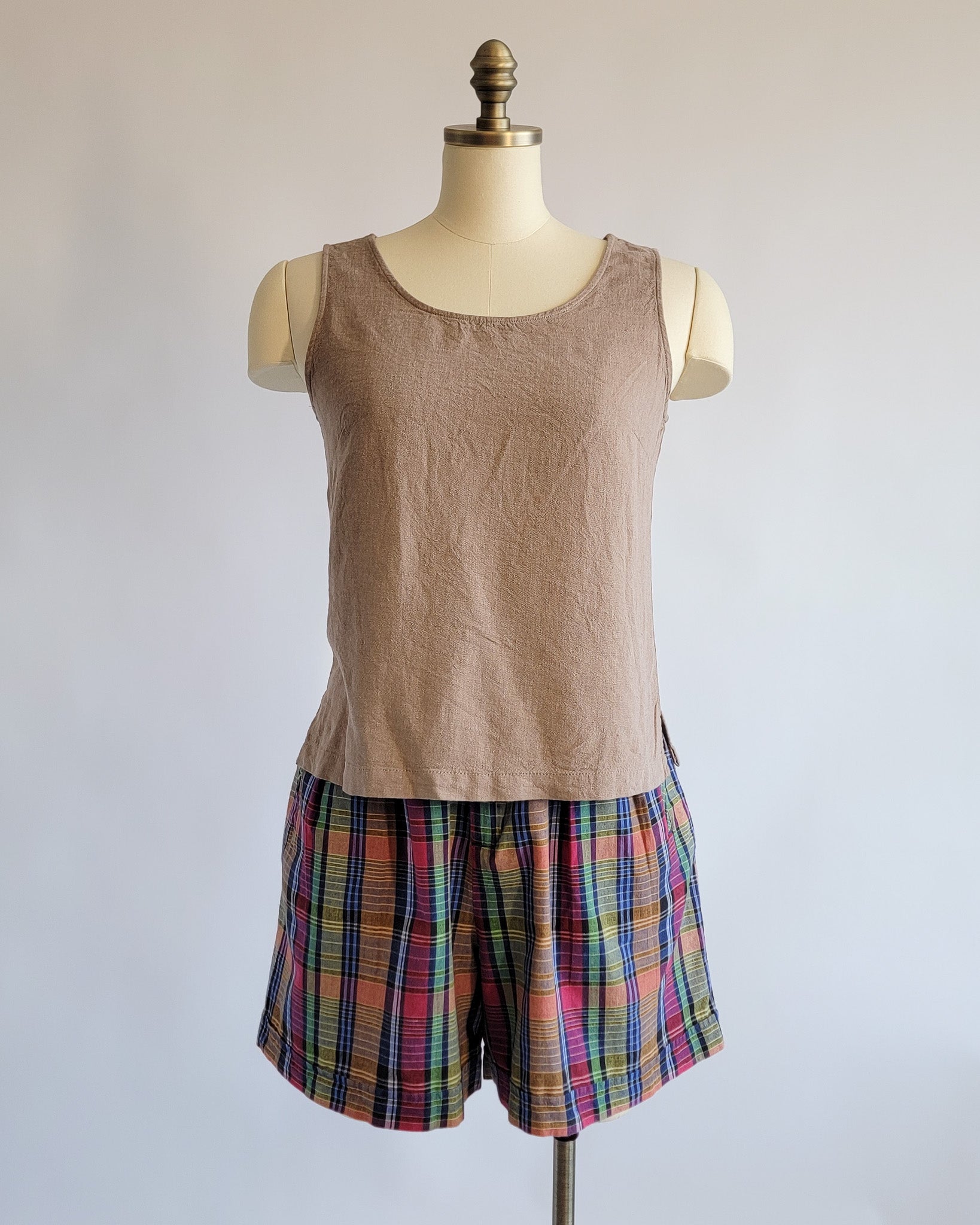 00s Tan Linen Rayon Blend Tank