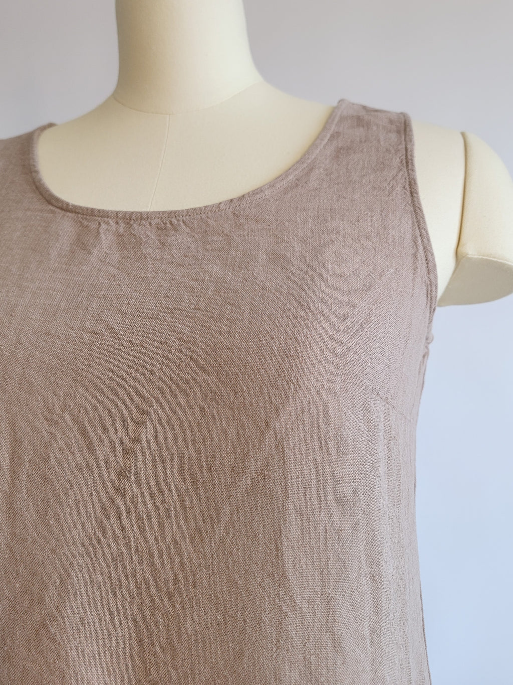 00s Tan Linen Rayon Blend Tank