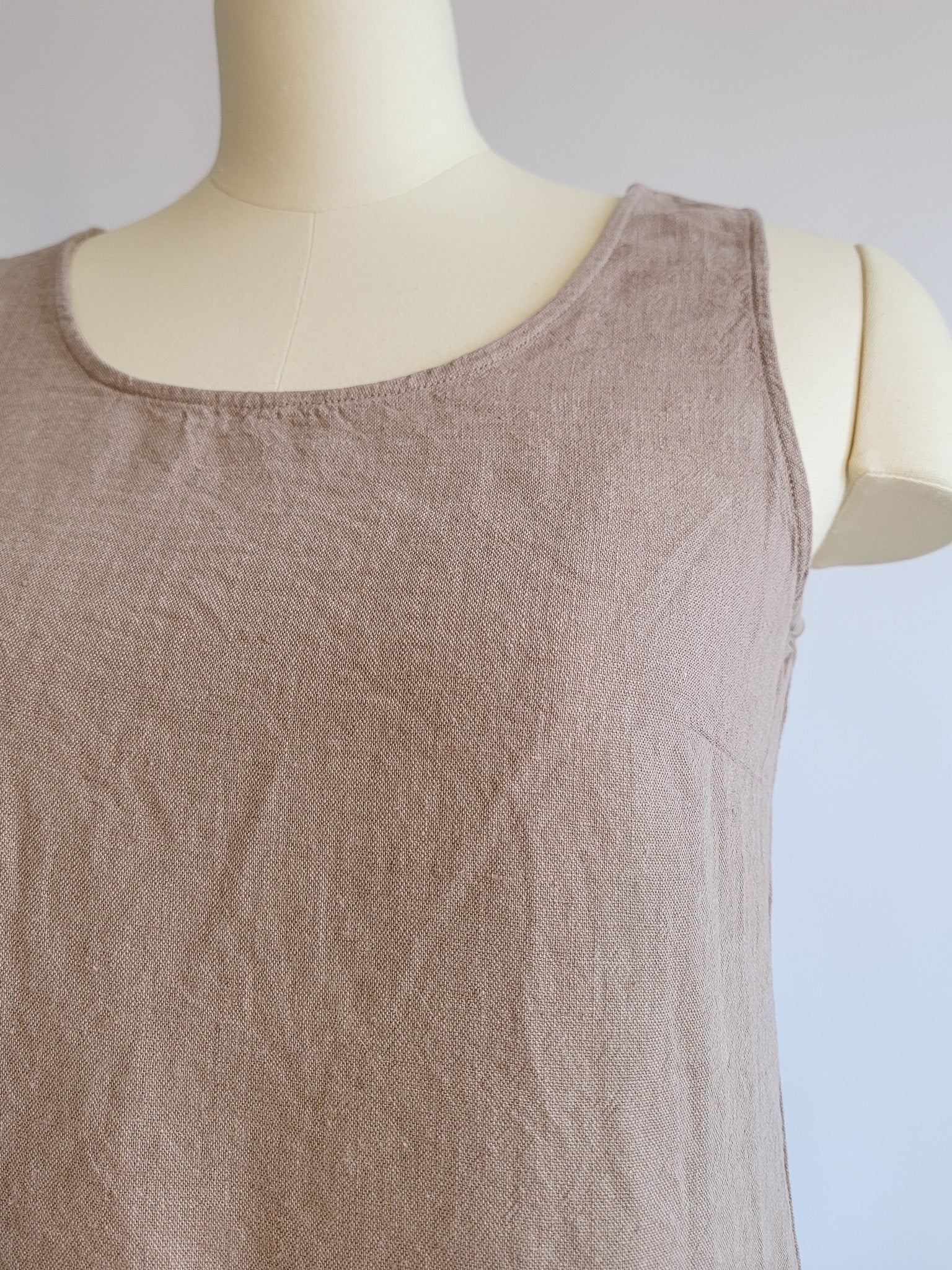 00s Tan Linen Rayon Blend Tank