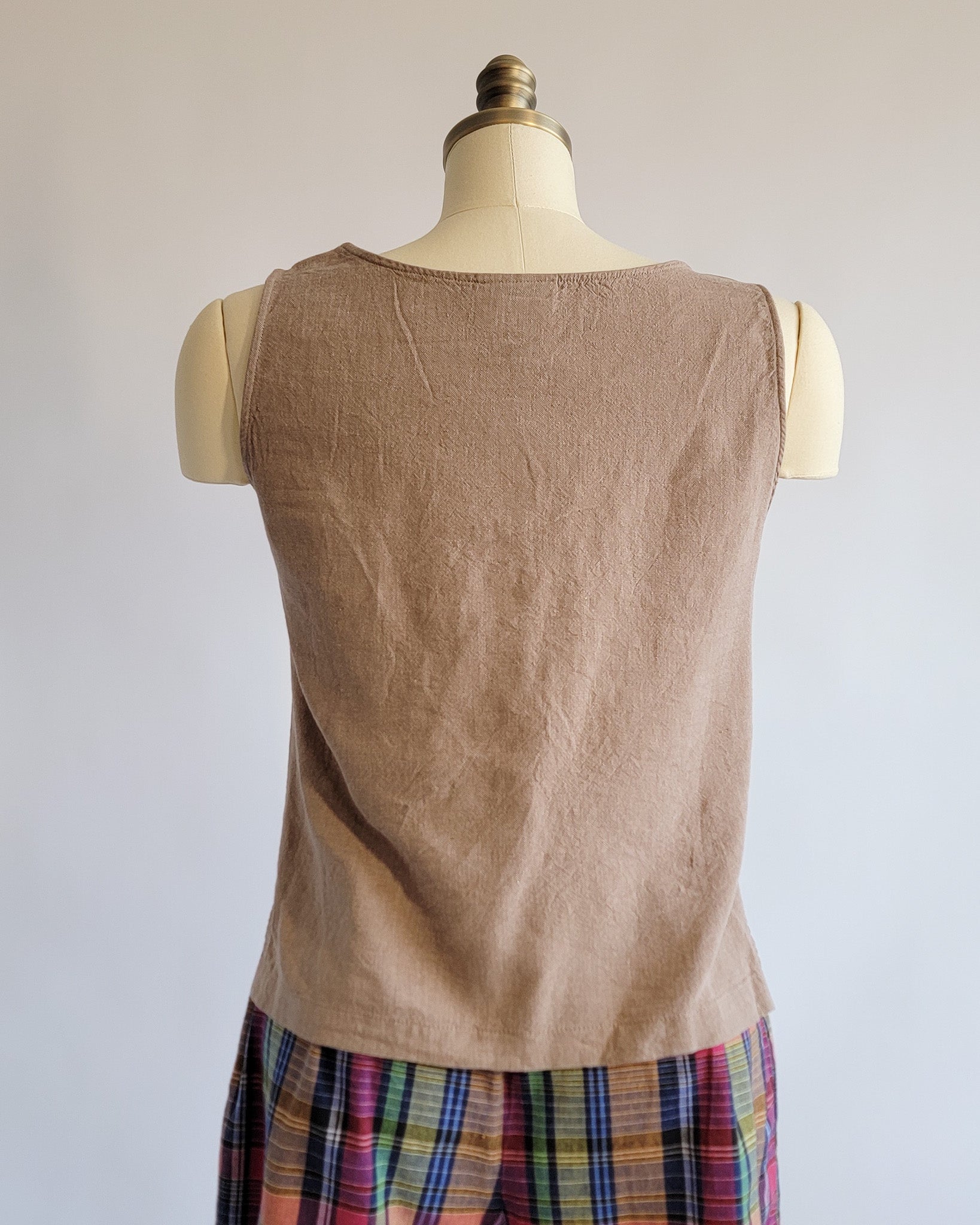 00s Tan Linen Rayon Blend Tank