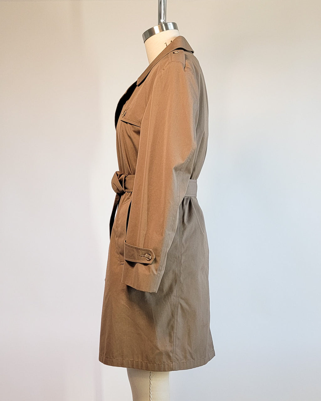 90s Botany 500 Camel Color Trench Coat with Plaid Liner