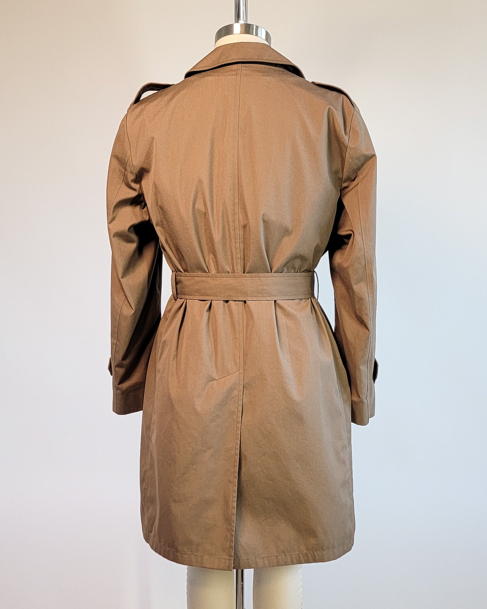 90s Botany 500 Camel Color Trench Coat with Plaid Liner