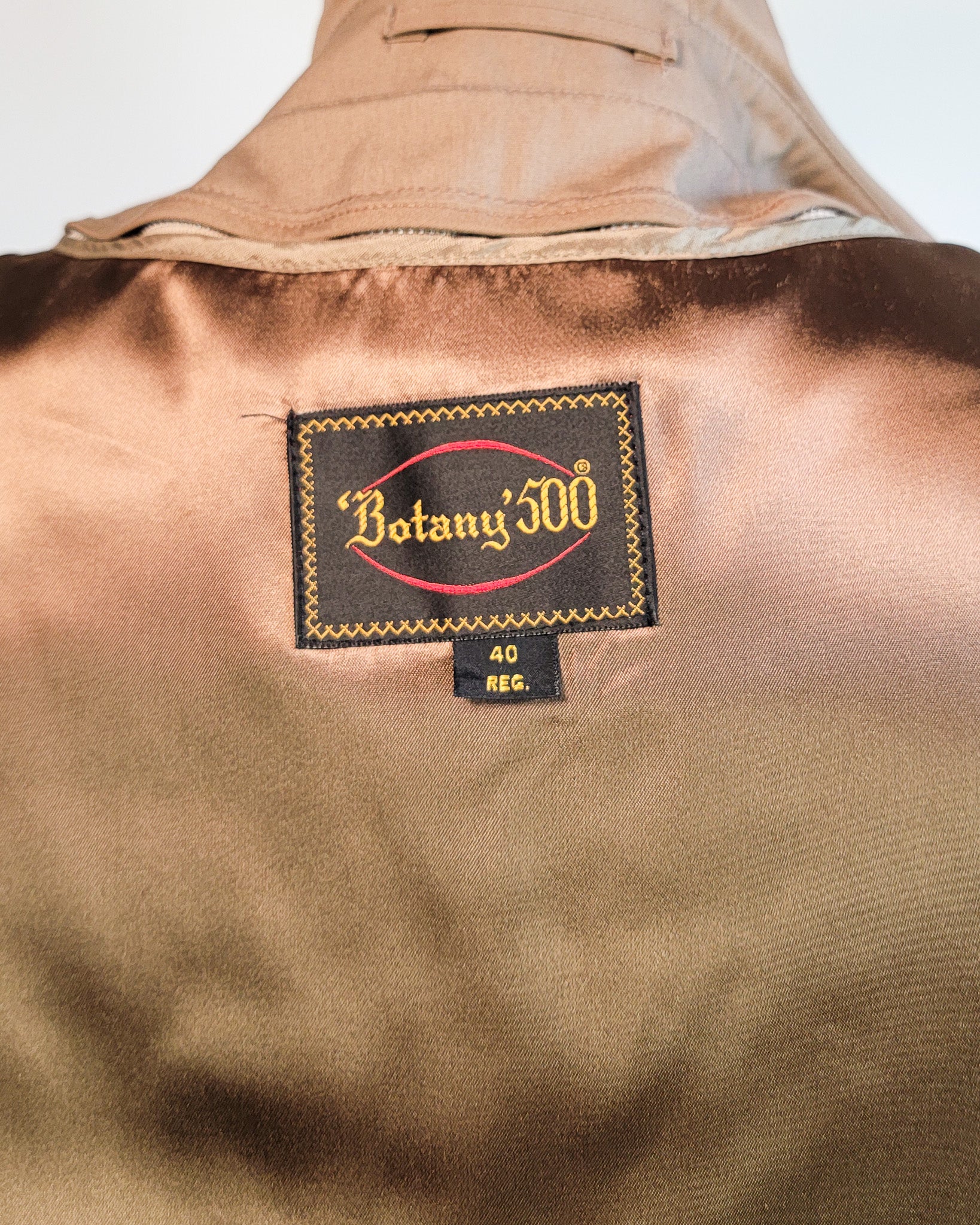 90s Botany 500 Camel Color Trench Coat with Plaid Liner