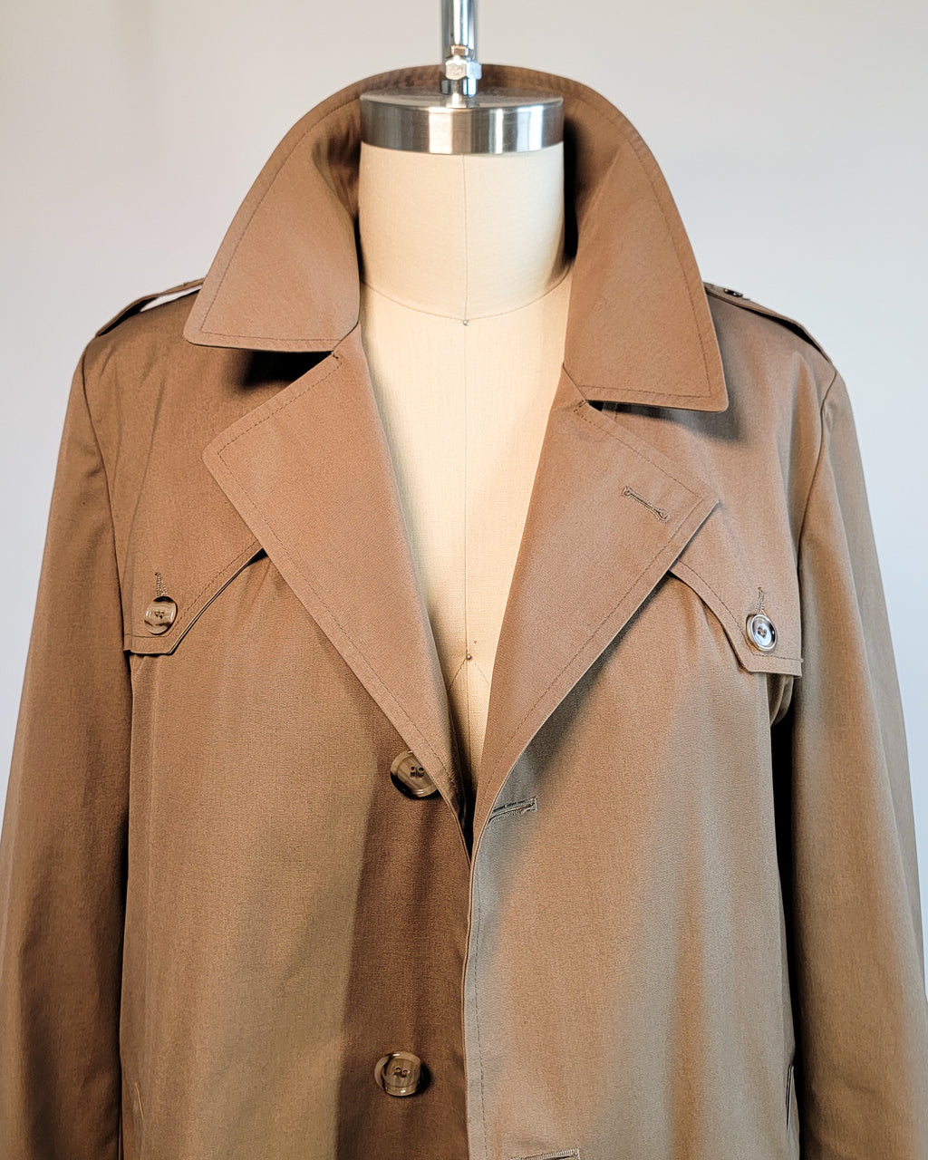 90s Botany 500 Camel Color Trench Coat with Plaid Liner