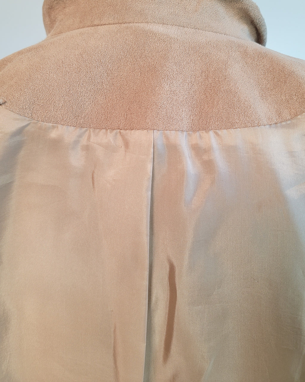 80s Tan Ultra Suede Wide Notch Lapel Jacket w Belt