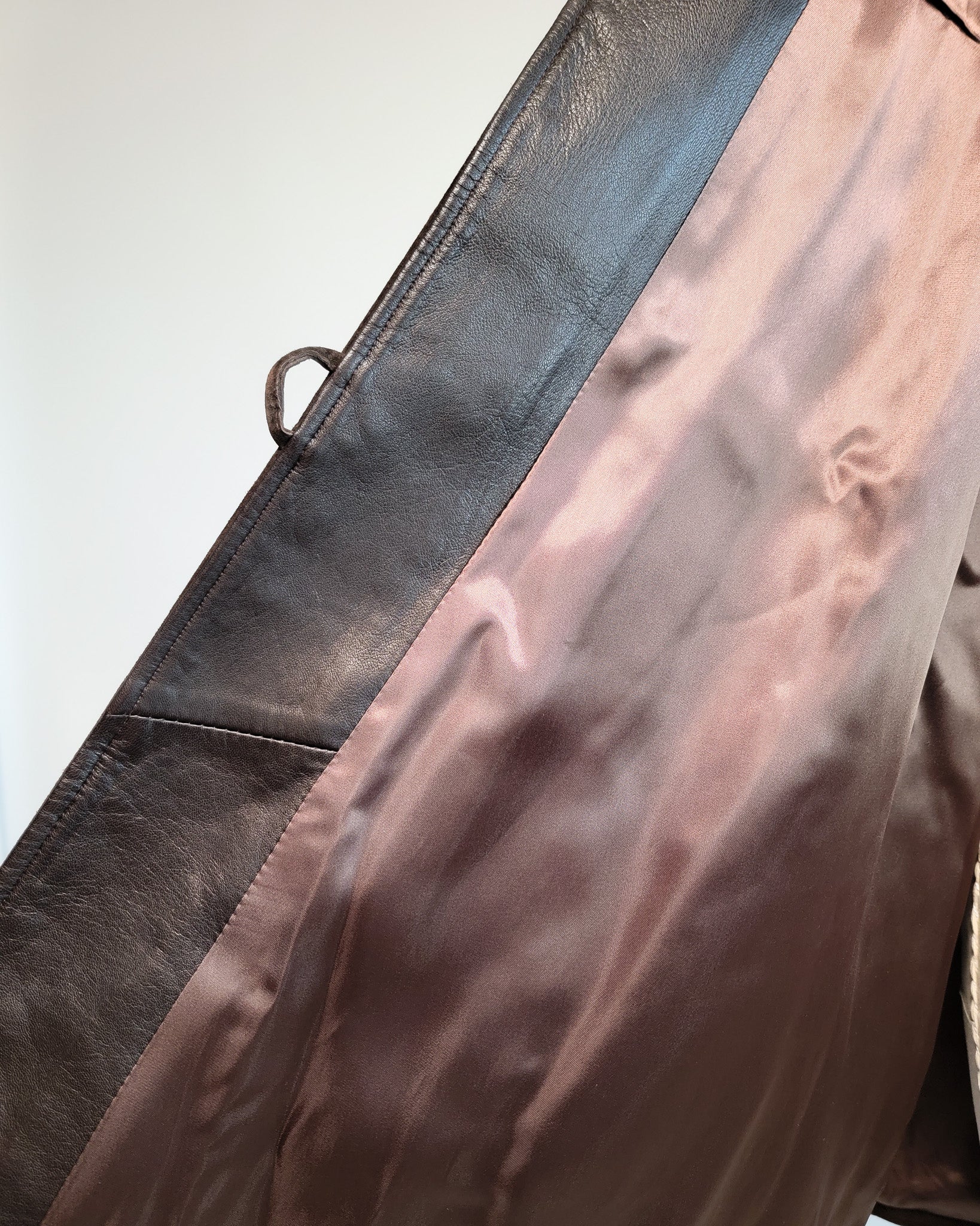 80s Brown Leather & Suede Mock Neck Paneled Coat