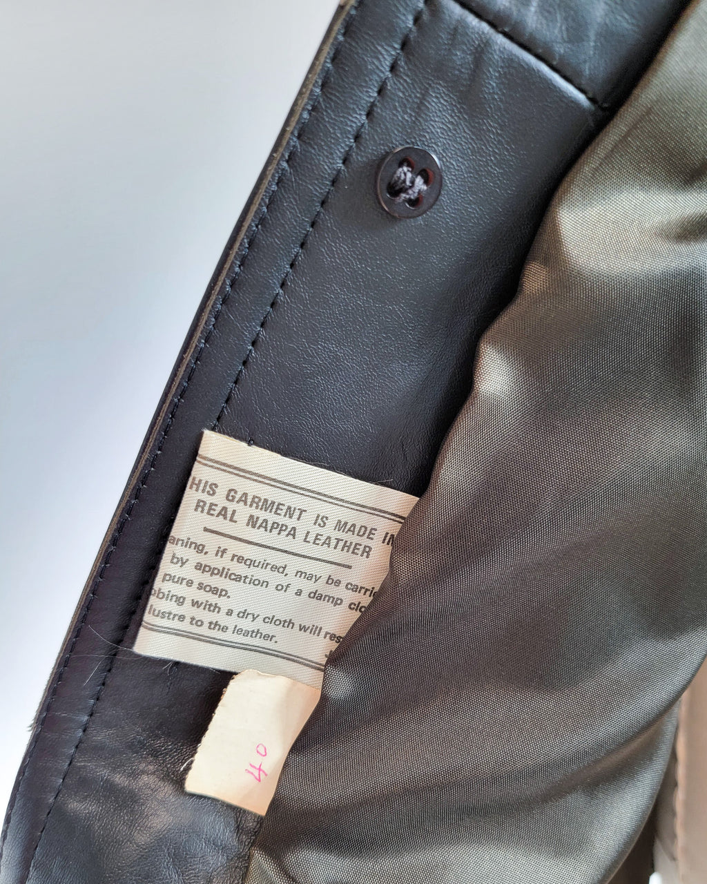 70s Black Genuine Leather Belted Jacket