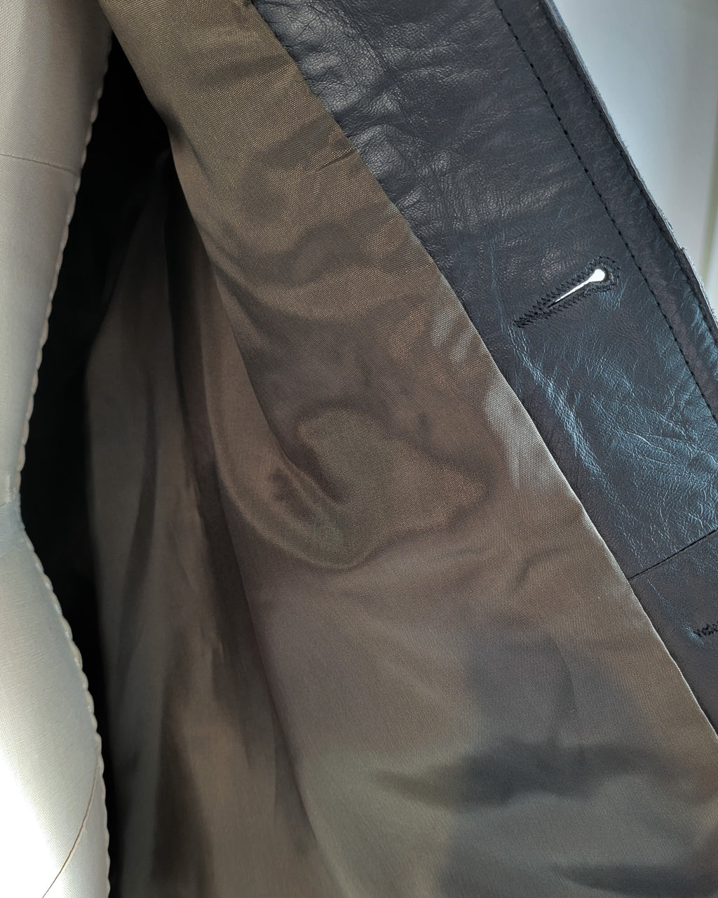 70s Black Genuine Leather Belted Jacket