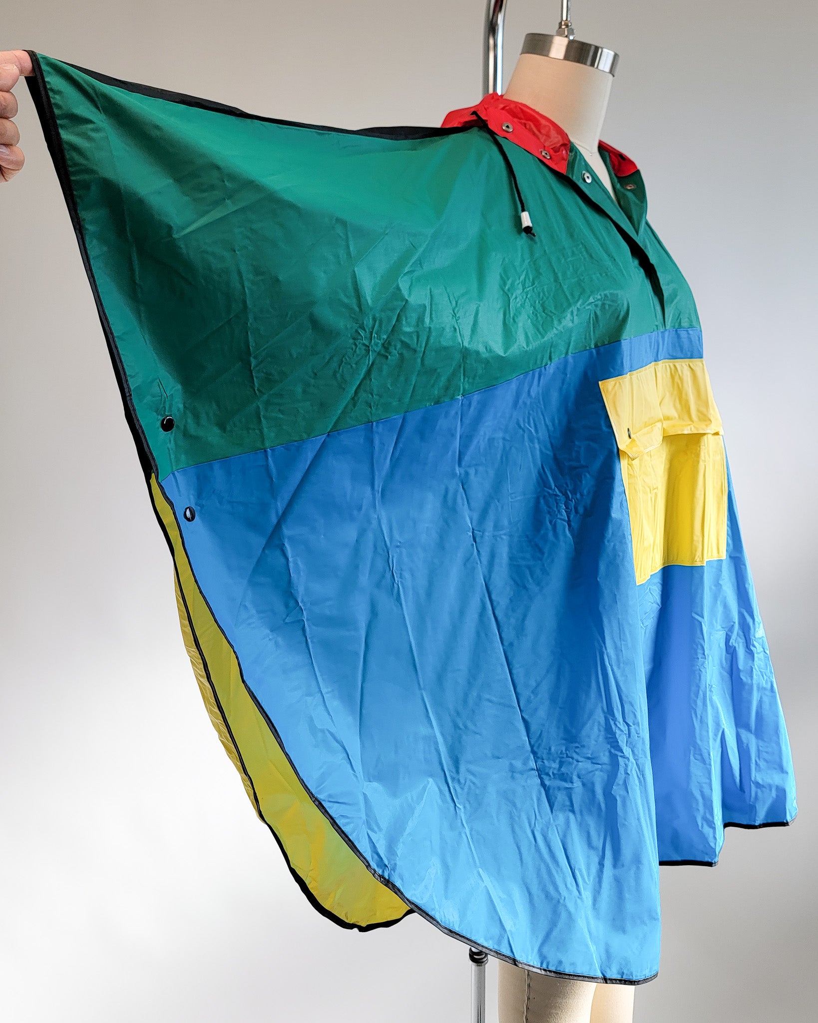 80s Mary Quant Primary Colors Colorblock Matte Vinyl Poncho