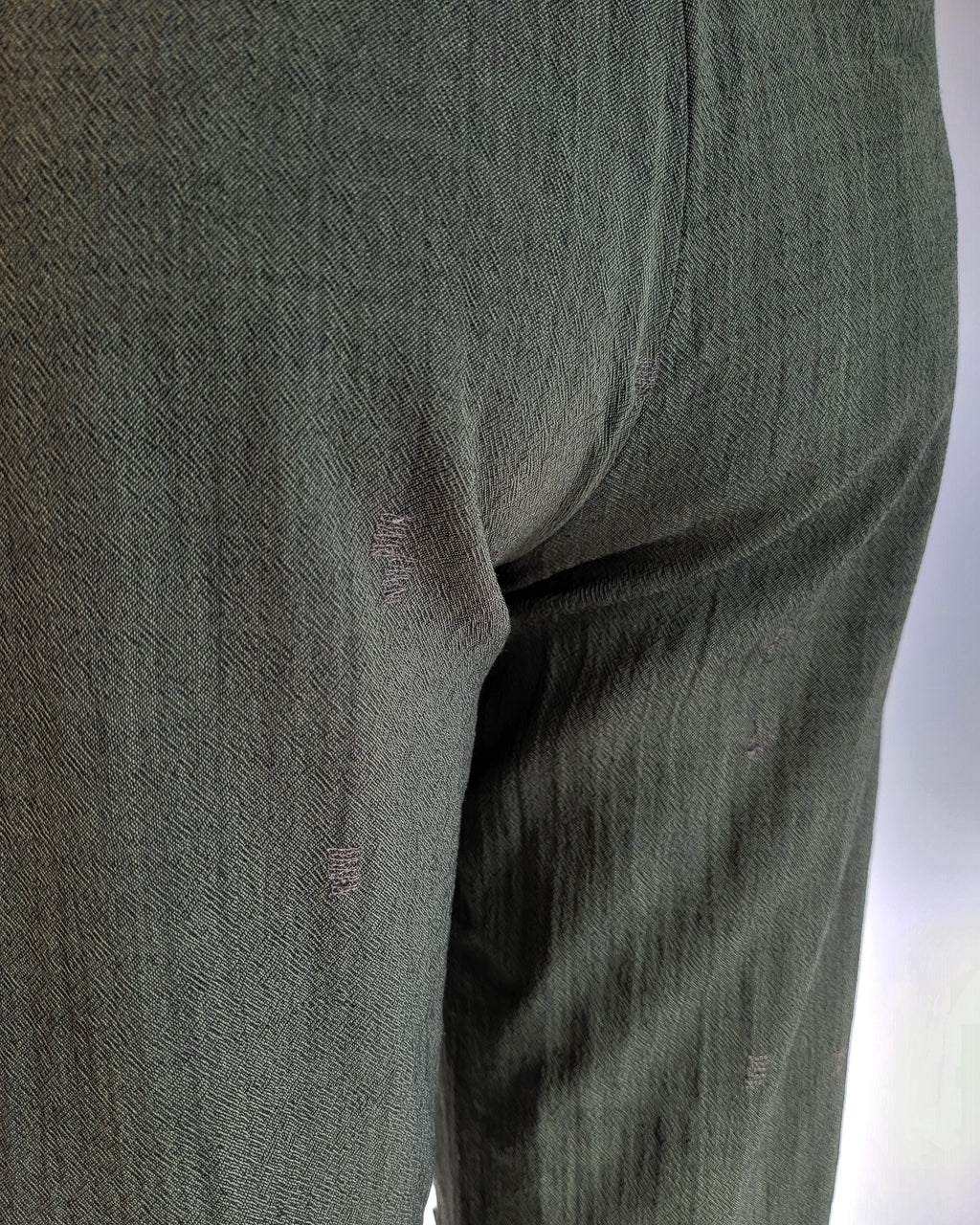 80s Kenzo Tapered Olive Wool Visibly Mended Pants