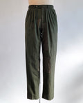 80s Kenzo Tapered Olive Wool Visibly Mended Pants
