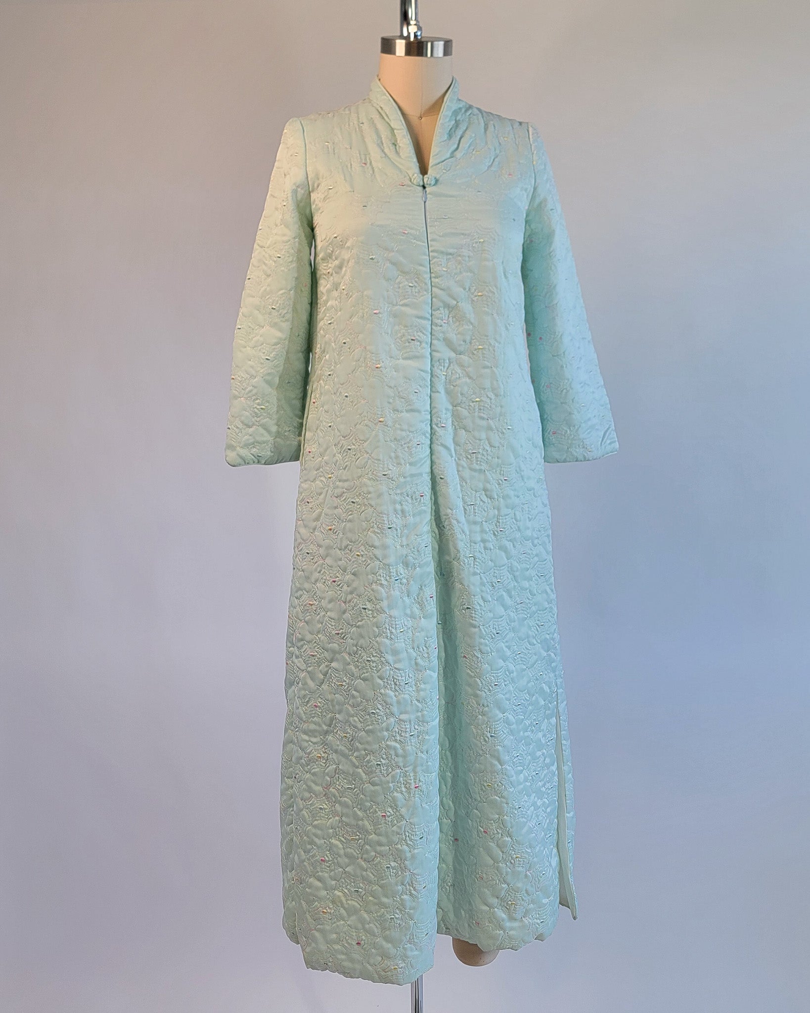 50s Odette Barsa Rainbow Spider Web Embroidered Quilted Robe