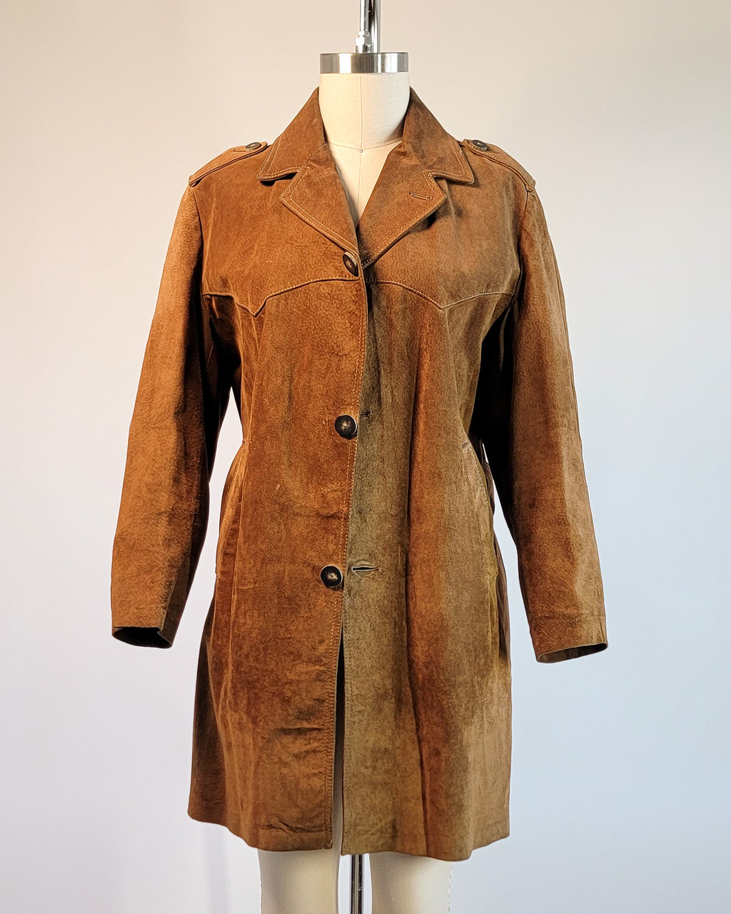 70s Morlands Pigskin Cognac Leather Coat w Belt