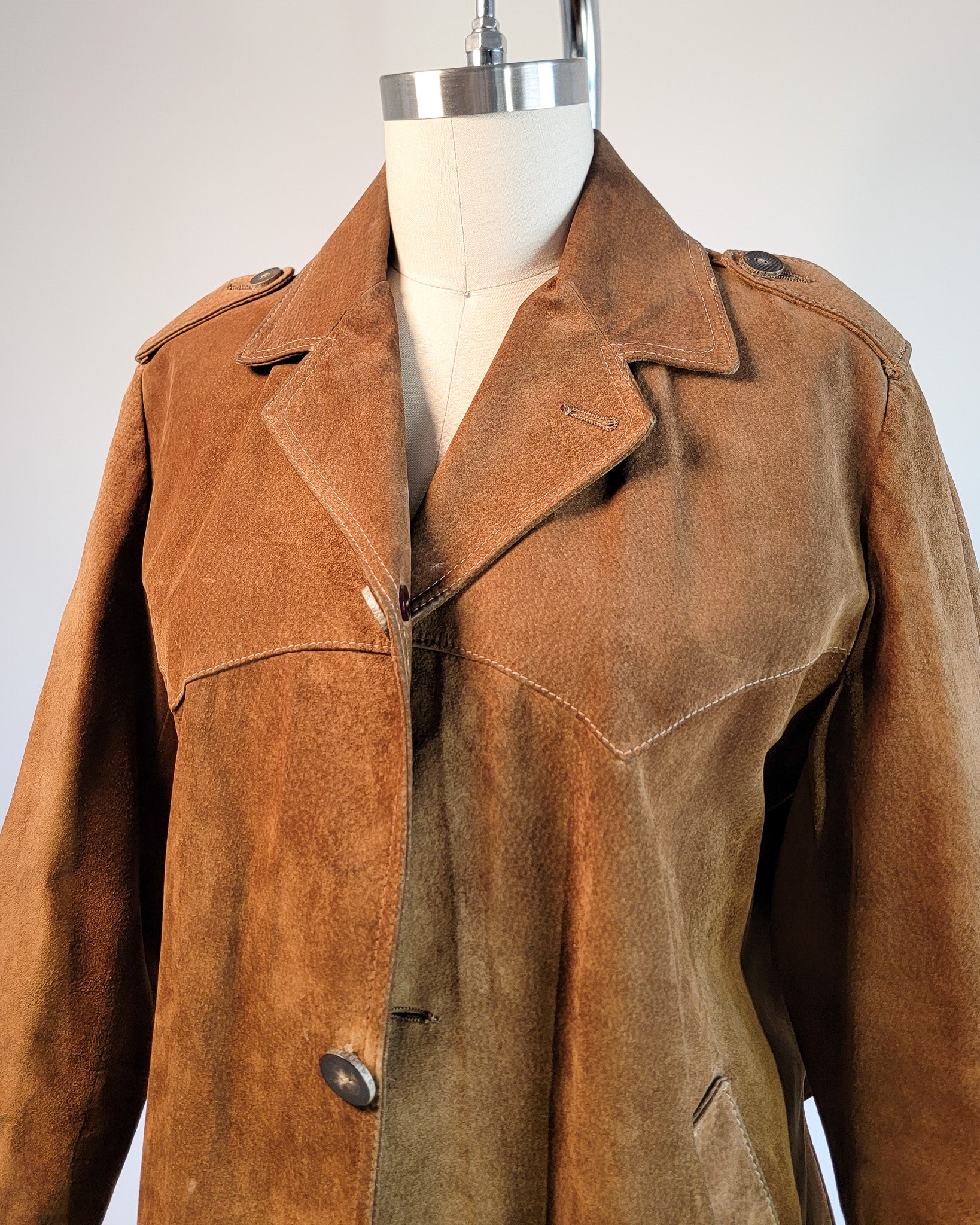 70s Morlands Pigskin Cognac Leather Coat w Belt
