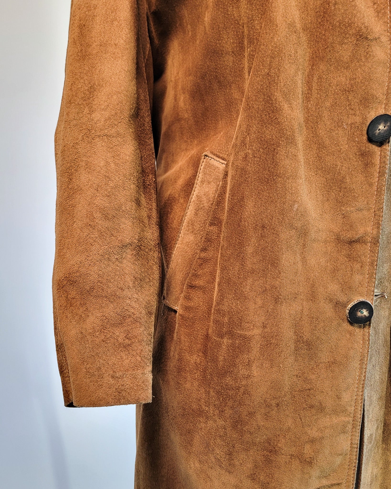70s Morlands Pigskin Cognac Leather Coat w Belt
