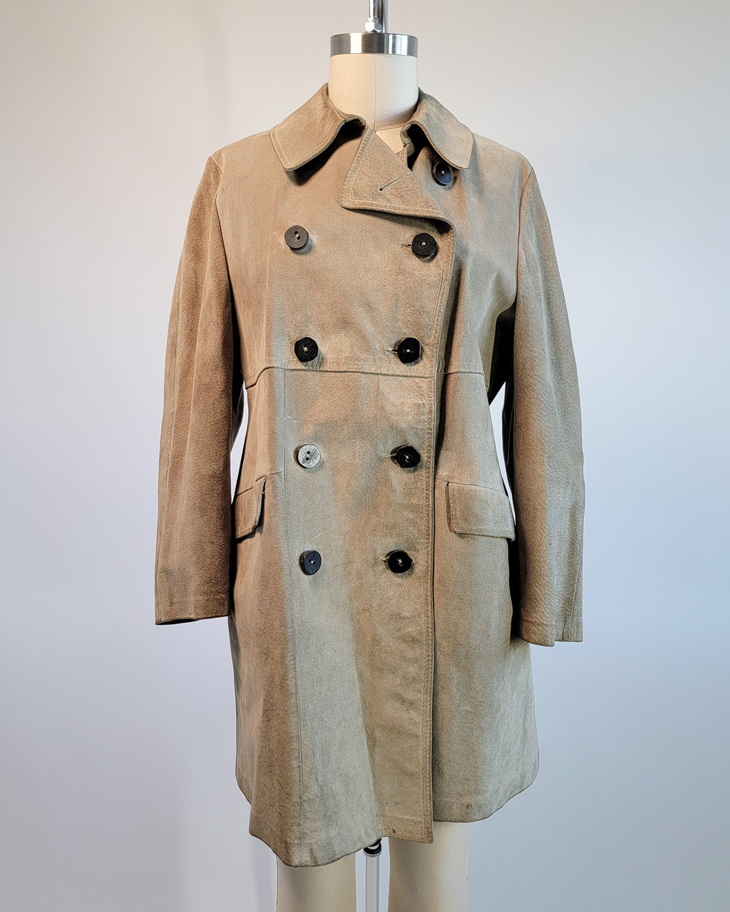 70s Morlands Pigskin Tan Leather Double Breasted Coat, beautiful lining